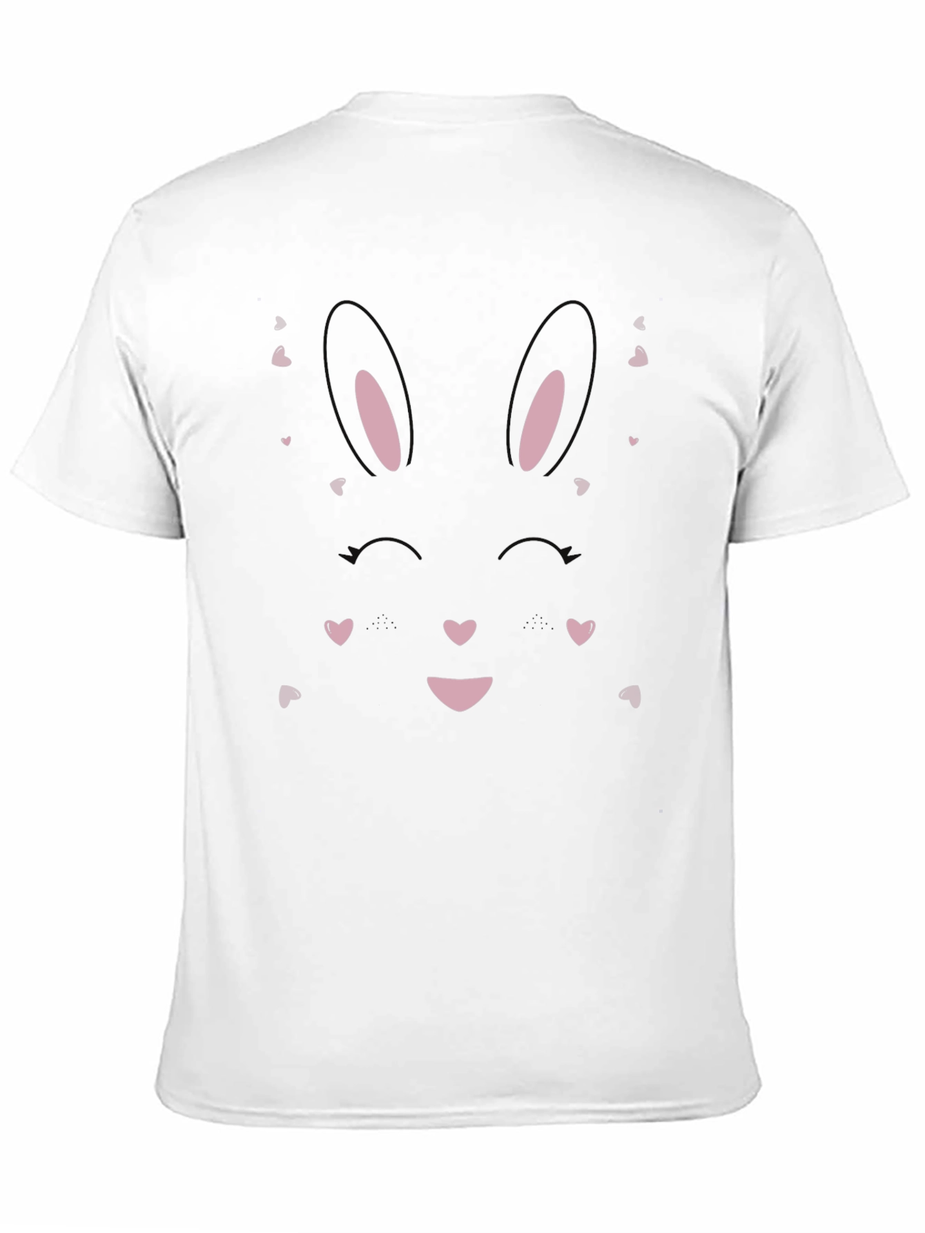 Cute Bunny Face Graphic Tee - Black