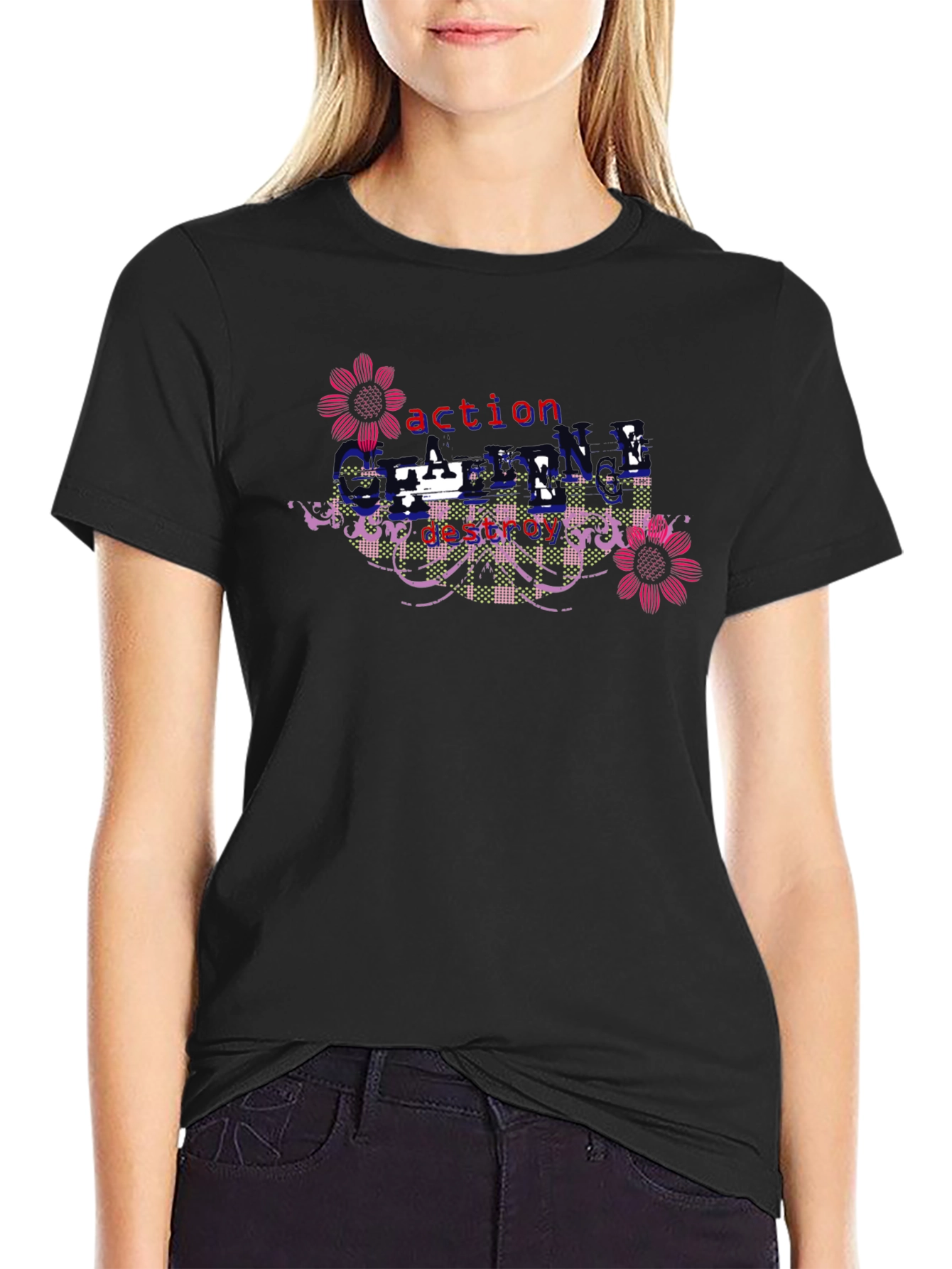 Action Destroy Cycle Black Graphic T-Shirt