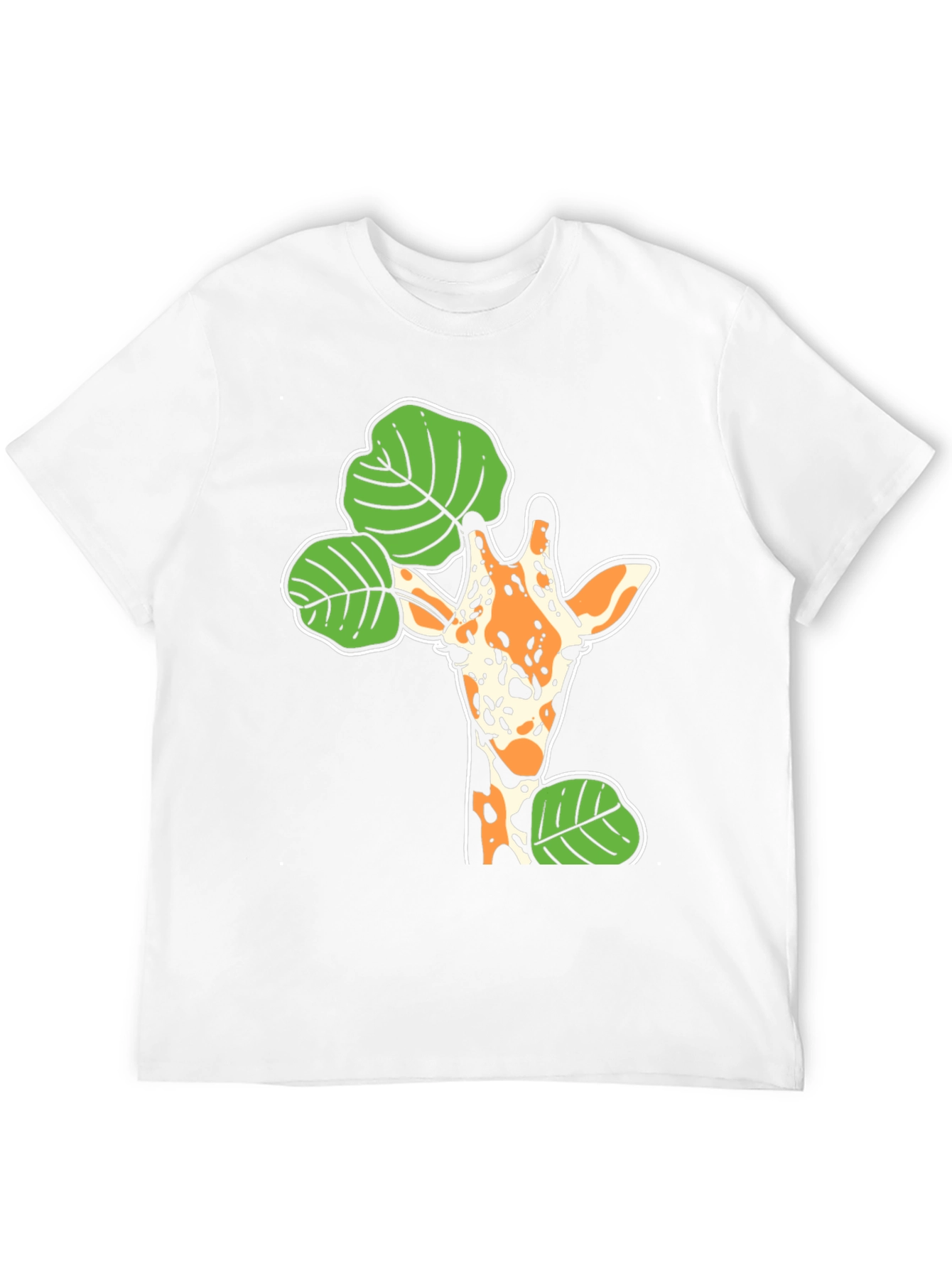 Giraffe and Leaf Graphic Black T-Shirt