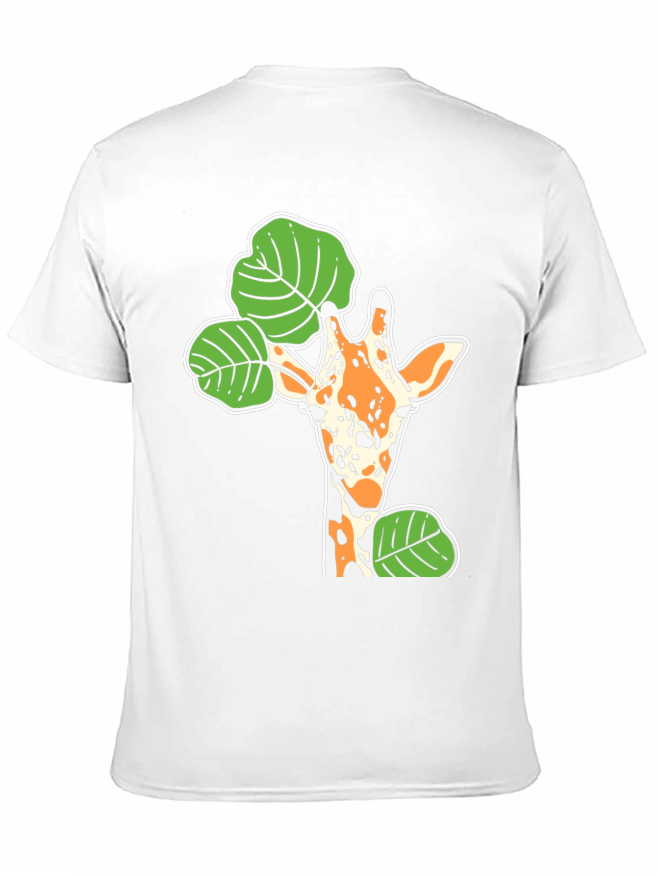 Giraffe and Leaf Graphic Black T-Shirt