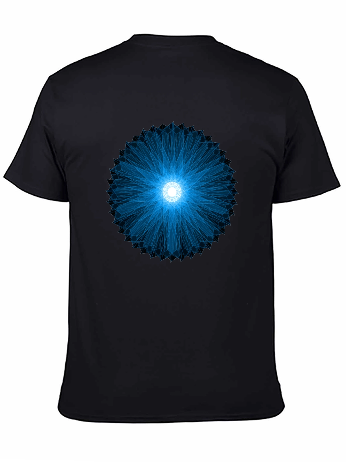 Geometric Blue Burst Black T-Shirt