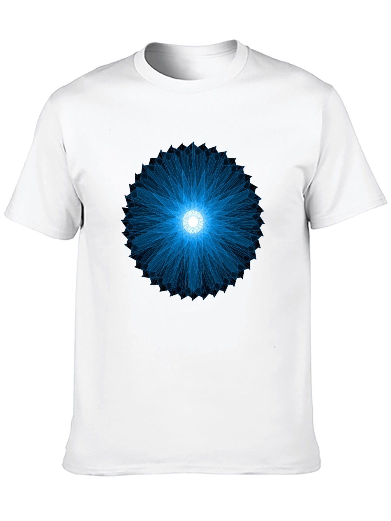 Geometric Blue Burst Black T-Shirt