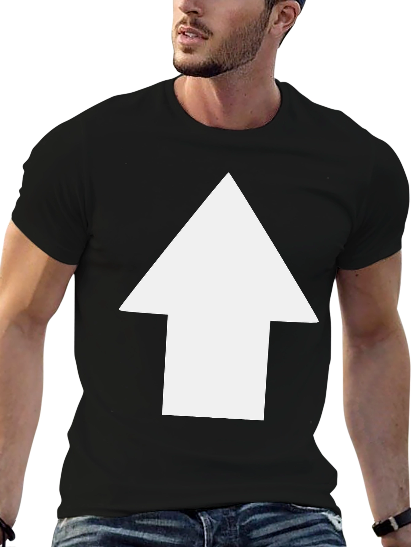 Arrow Up Black T-Shirt - Simple & Stylish Design