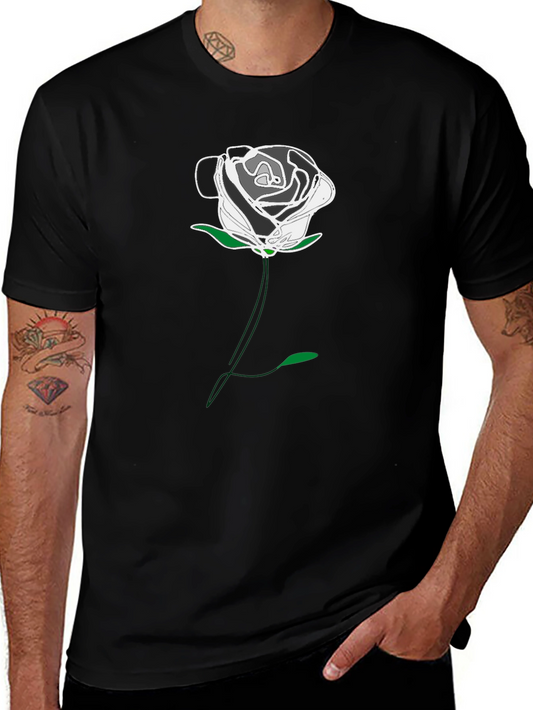 Black Rose Graphic Tee - Modern Minimalist Design