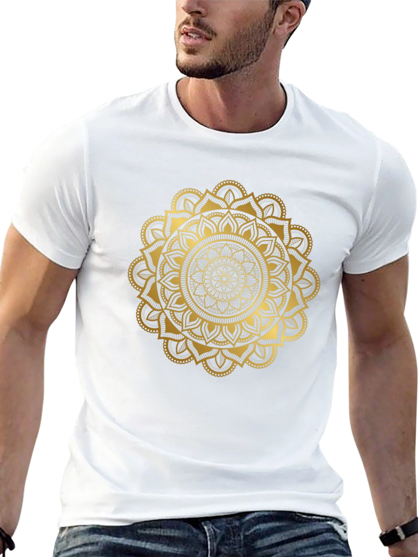 Golden Mandala Graphic Black T-Shirt