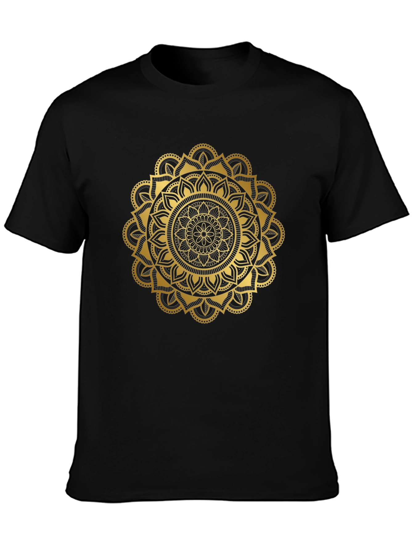 Golden Mandala Graphic Black T-Shirt