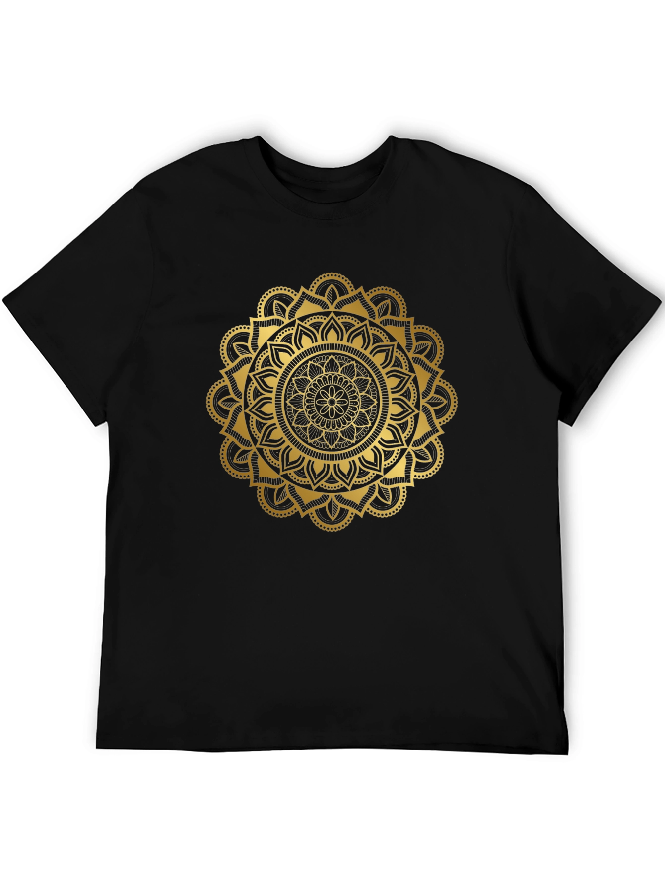 Golden Mandala Graphic Black T-Shirt