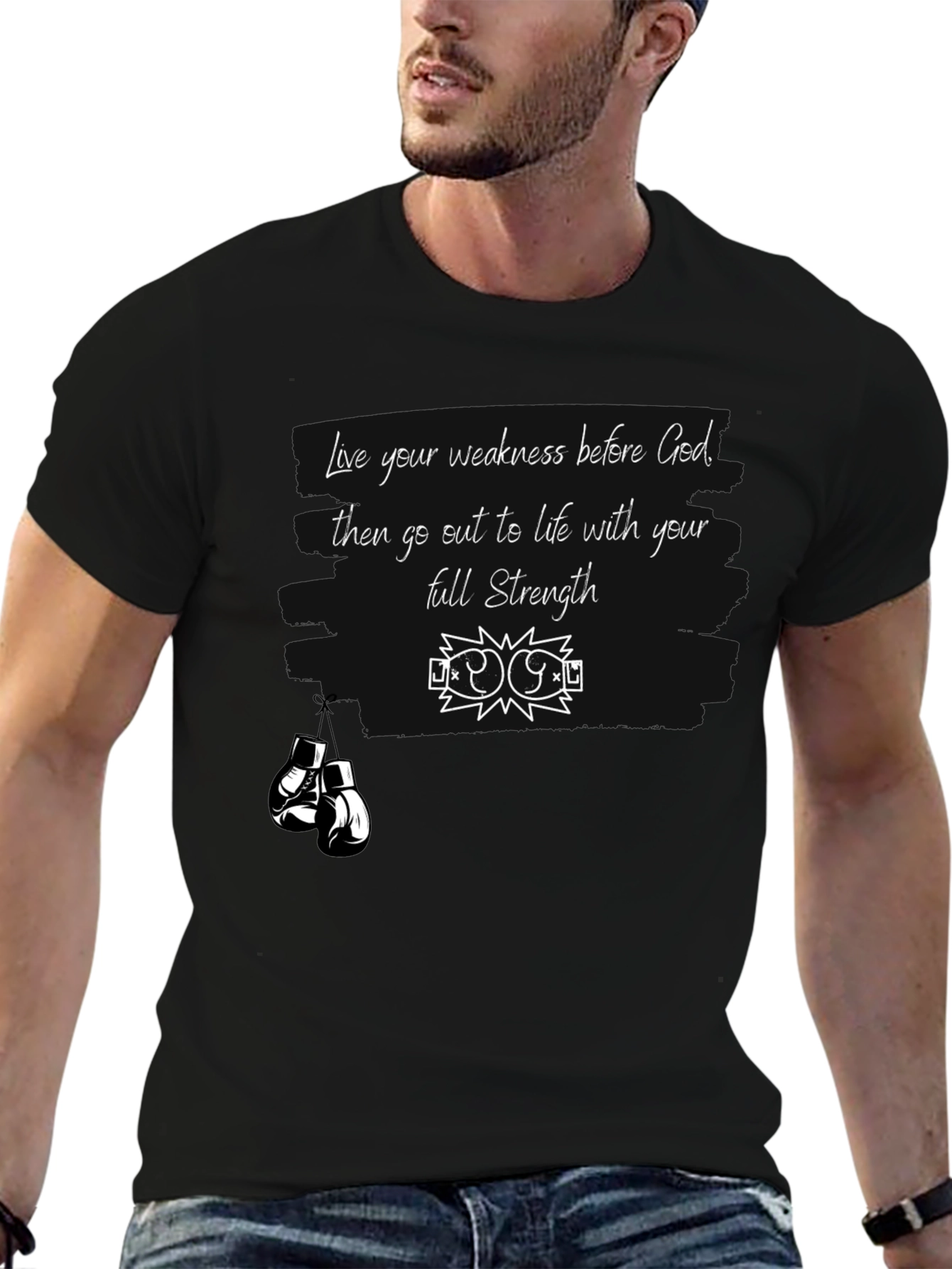 Motivational Strength T-Shirt - Boxing Gloves Design