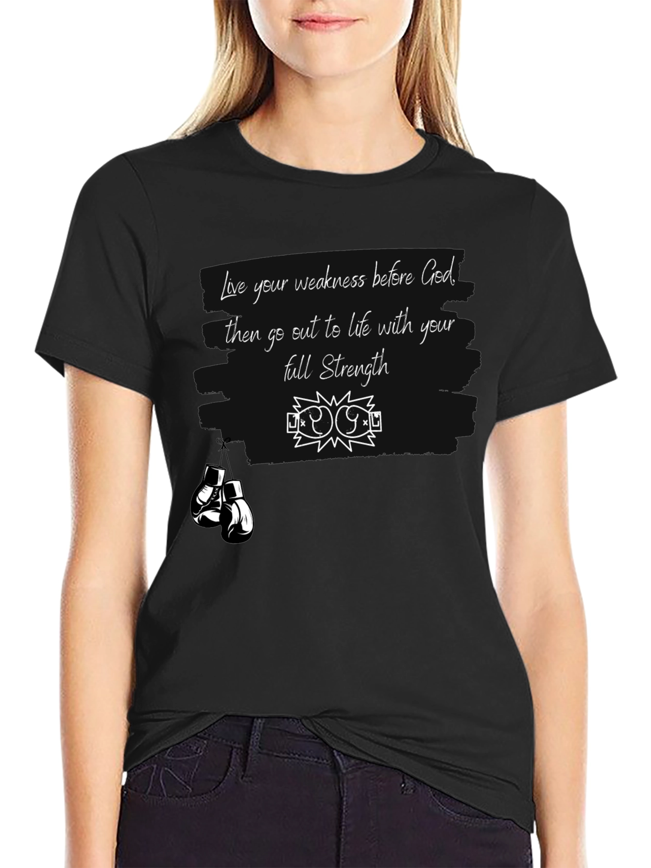 Motivational Strength T-Shirt - Boxing Gloves Design