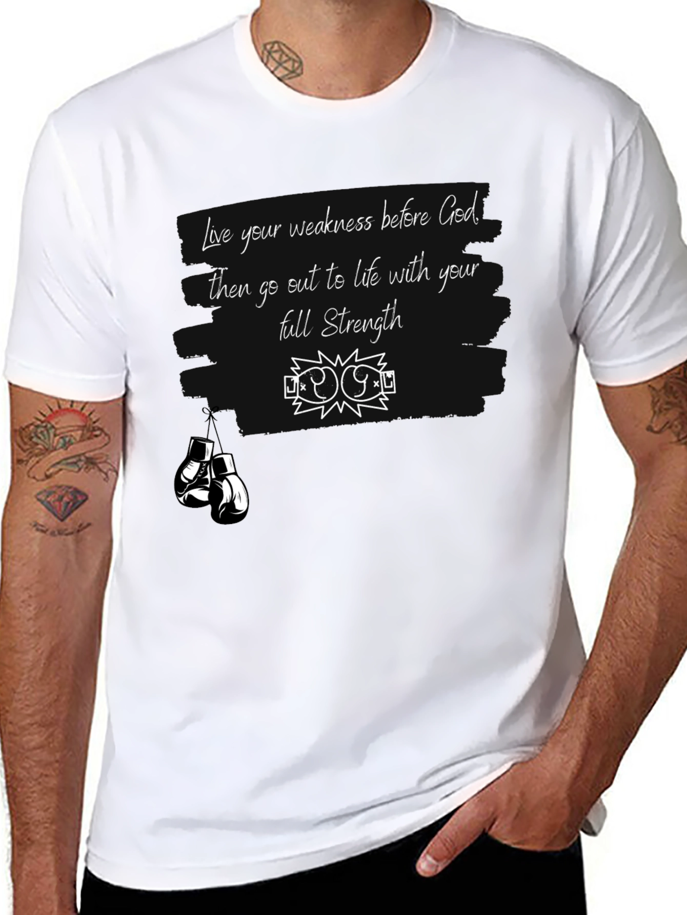 Motivational Strength T-Shirt - Boxing Gloves Design