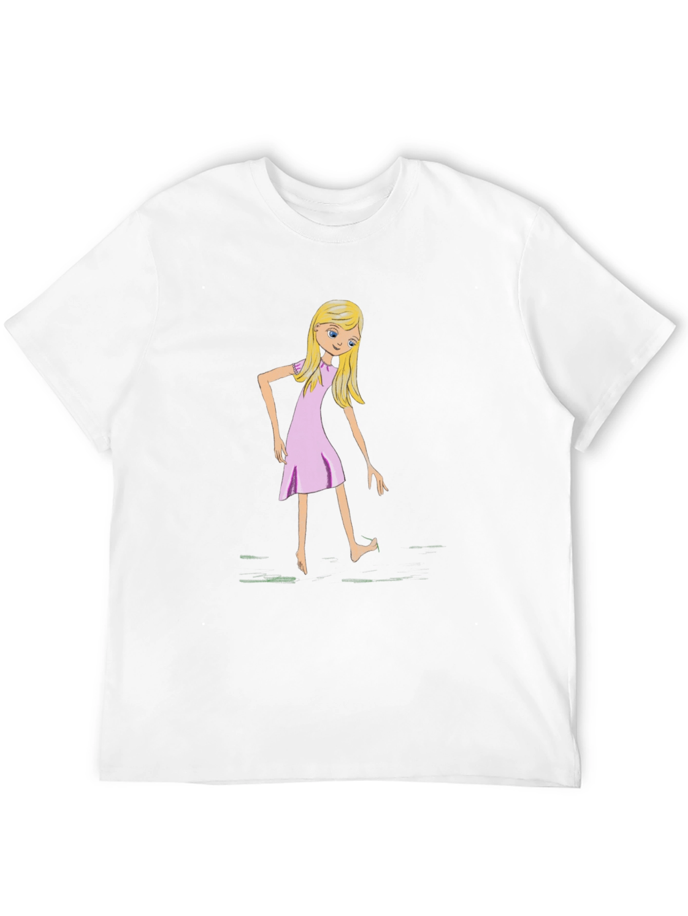 Whimsical Girl Graphic Tee - Black Cotton T-Shirt