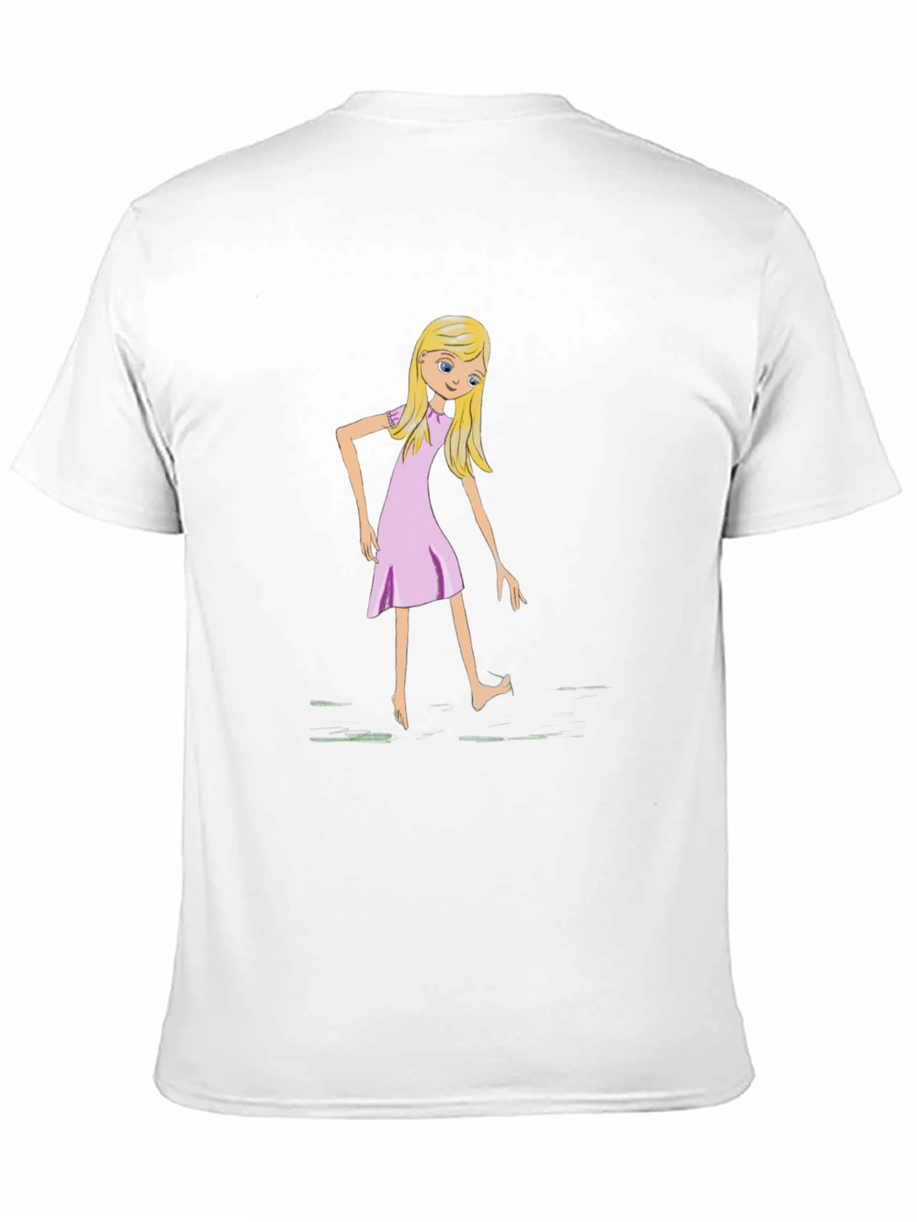 Whimsical Girl Graphic Tee - Black Cotton T-Shirt
