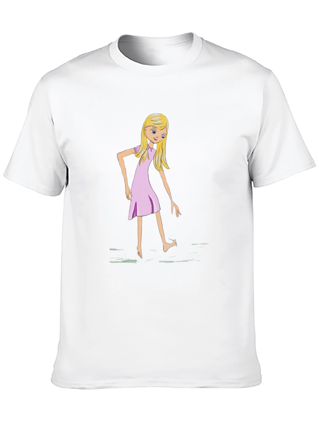 Whimsical Girl Graphic Tee - Black Cotton T-Shirt