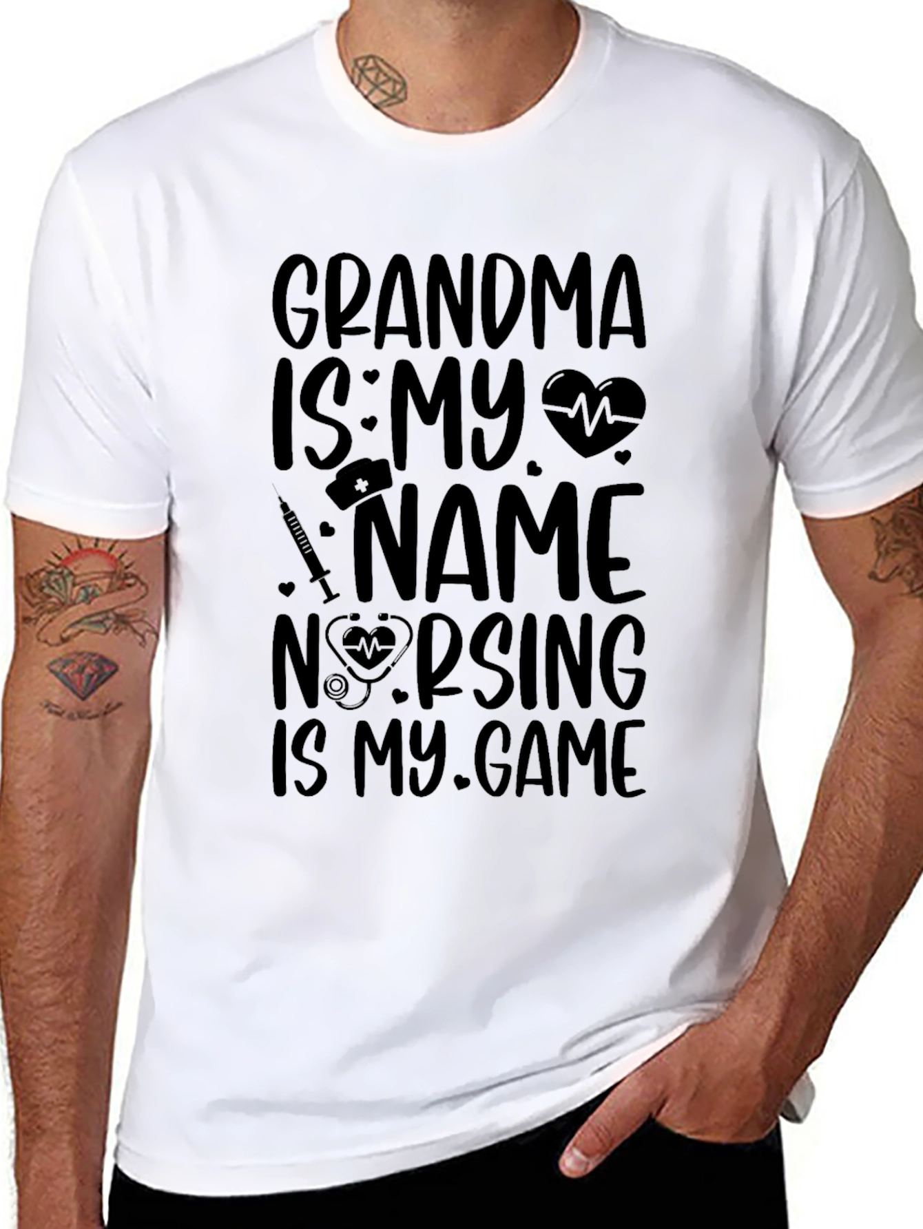Grandma Nurse T-Shirt Nursing Is My Game Black Tee