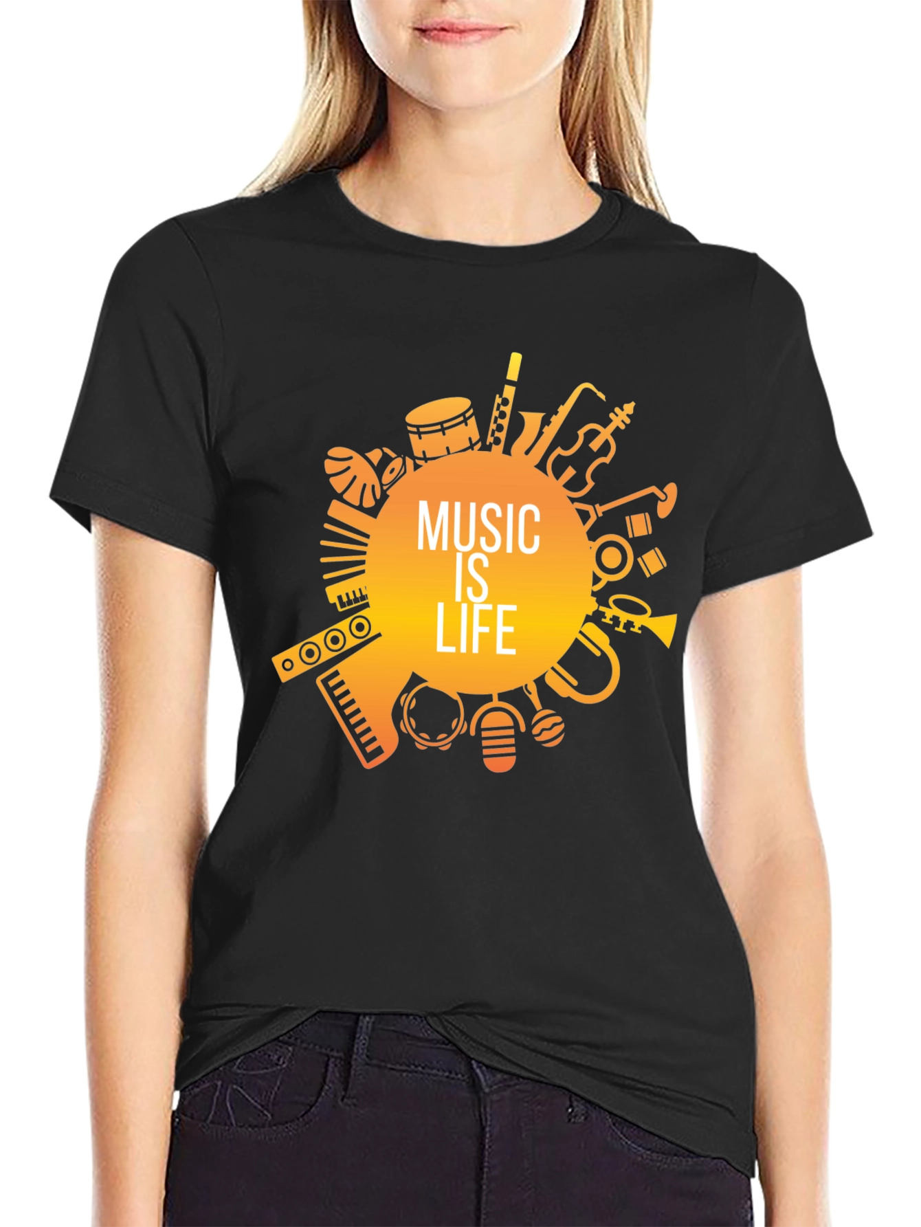 Music is Life Black Graphic Tee