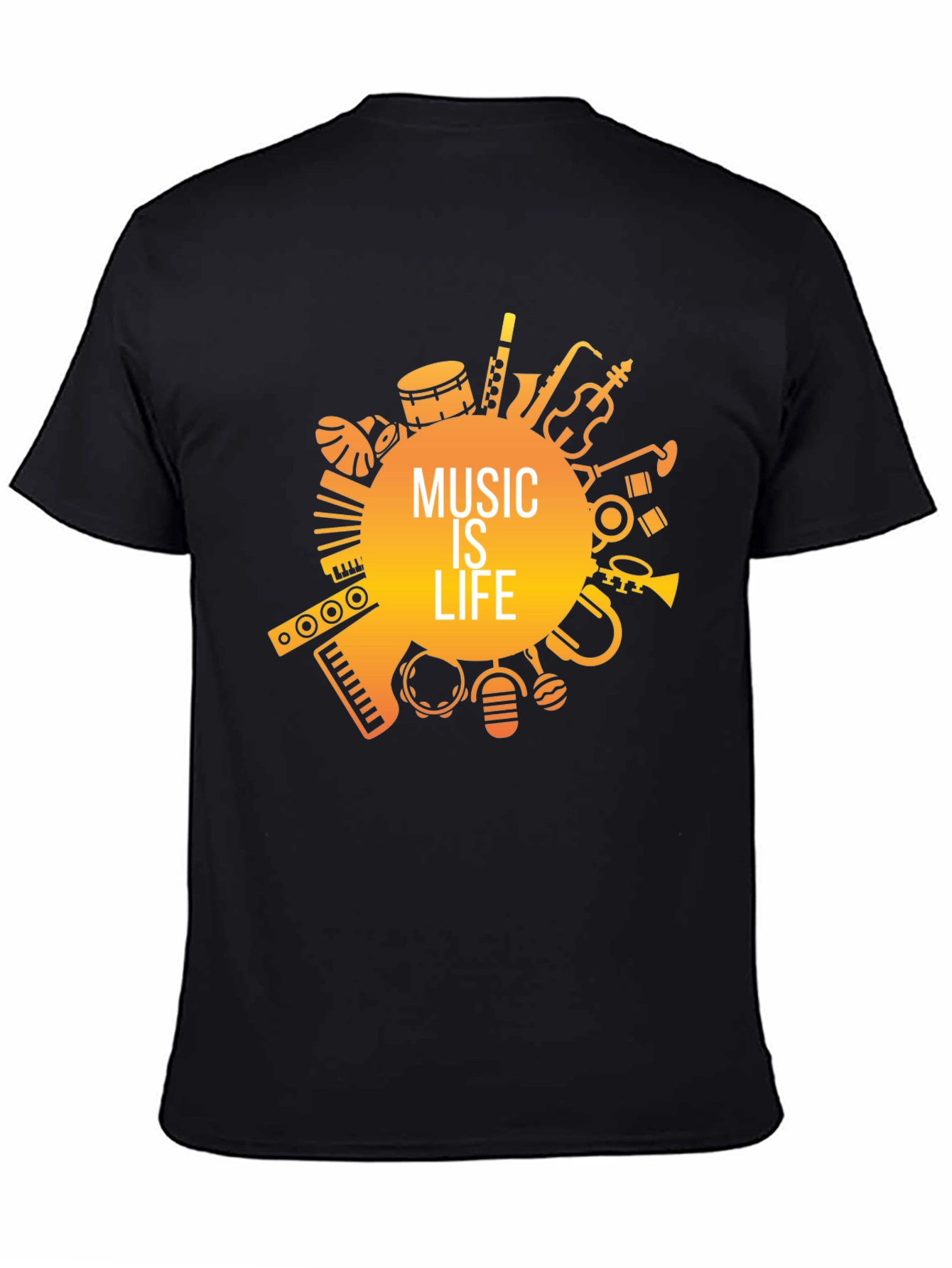 Music is Life Black Graphic Tee