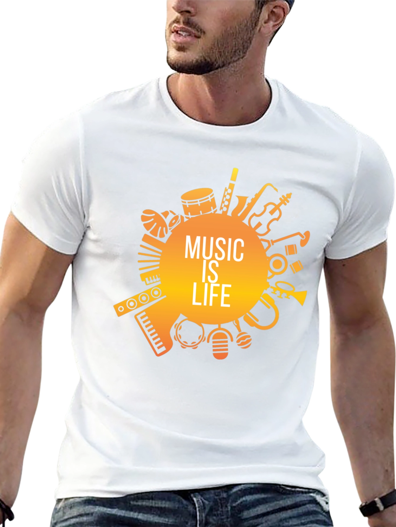 Music is Life Black Graphic Tee