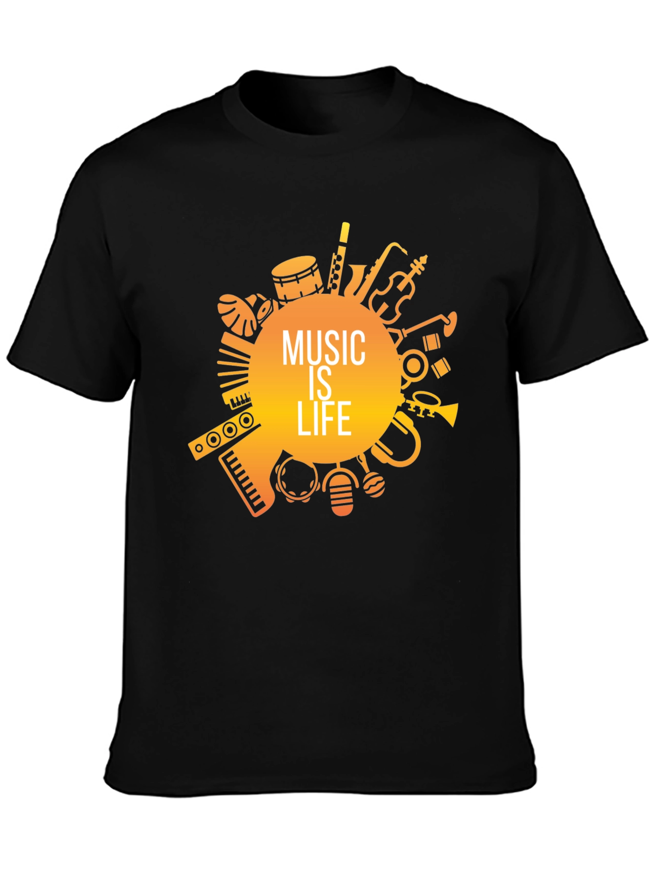 Music is Life Black Graphic Tee