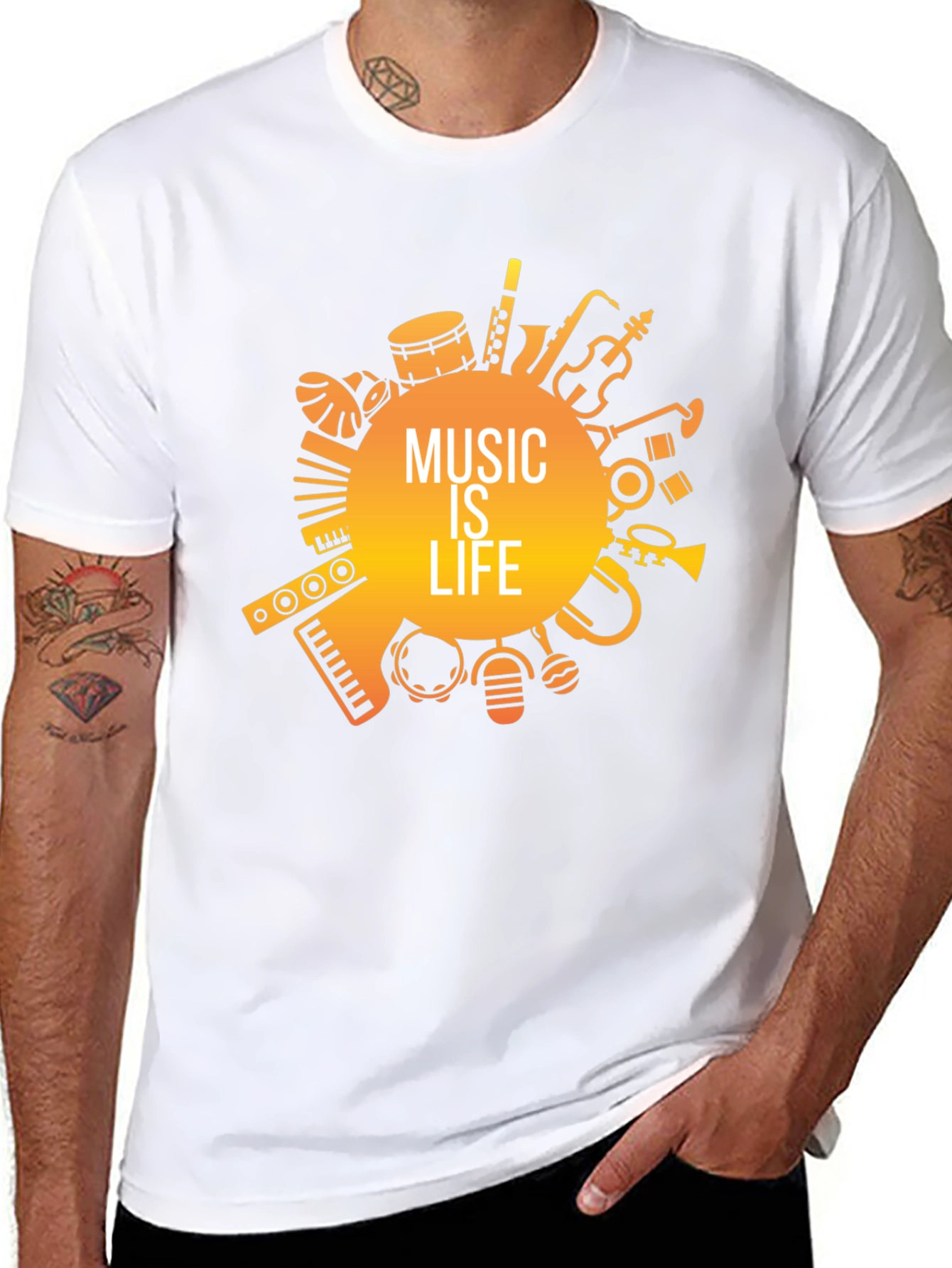 Music is Life Black Graphic Tee