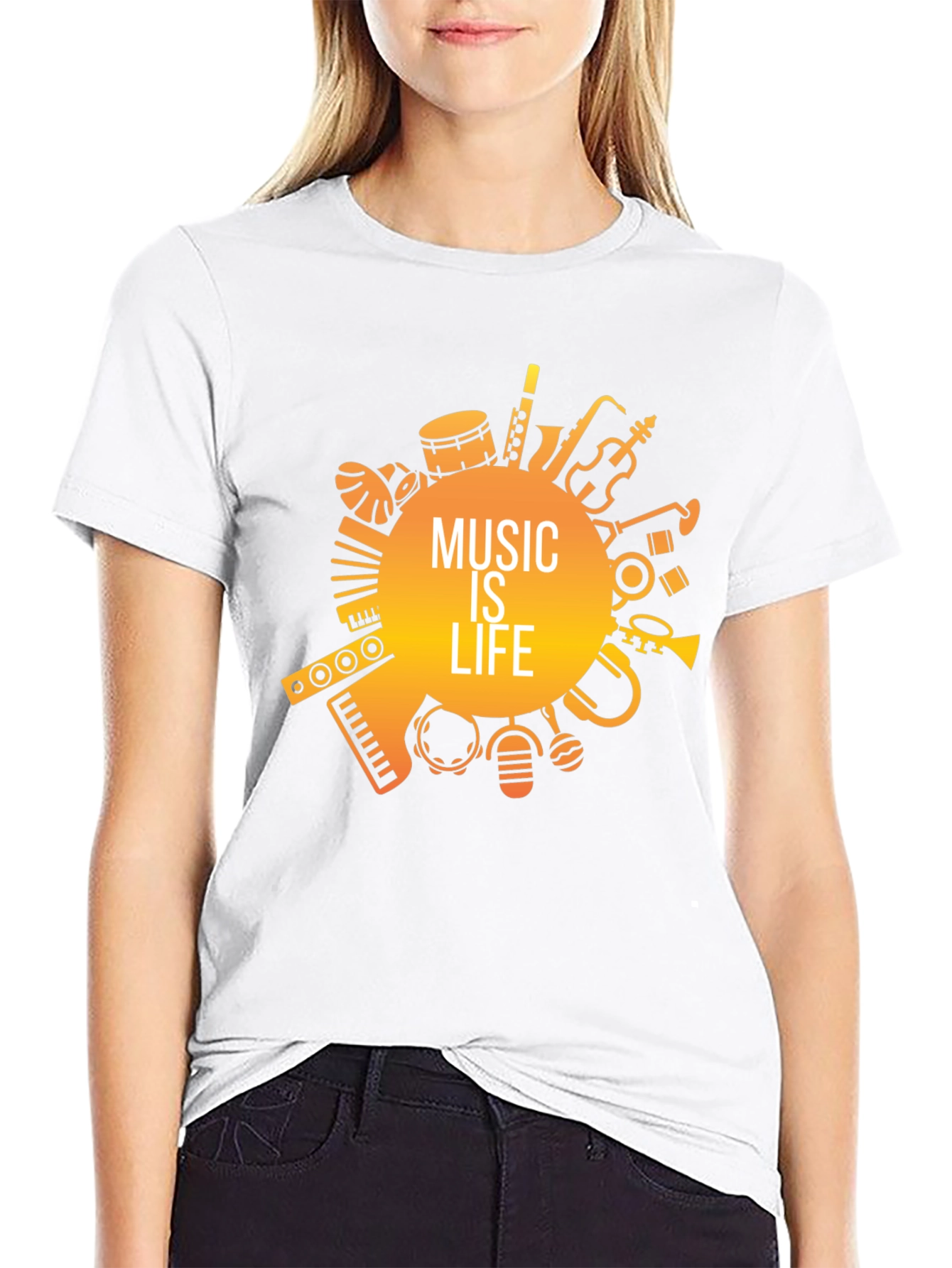 Music is Life Black Graphic Tee