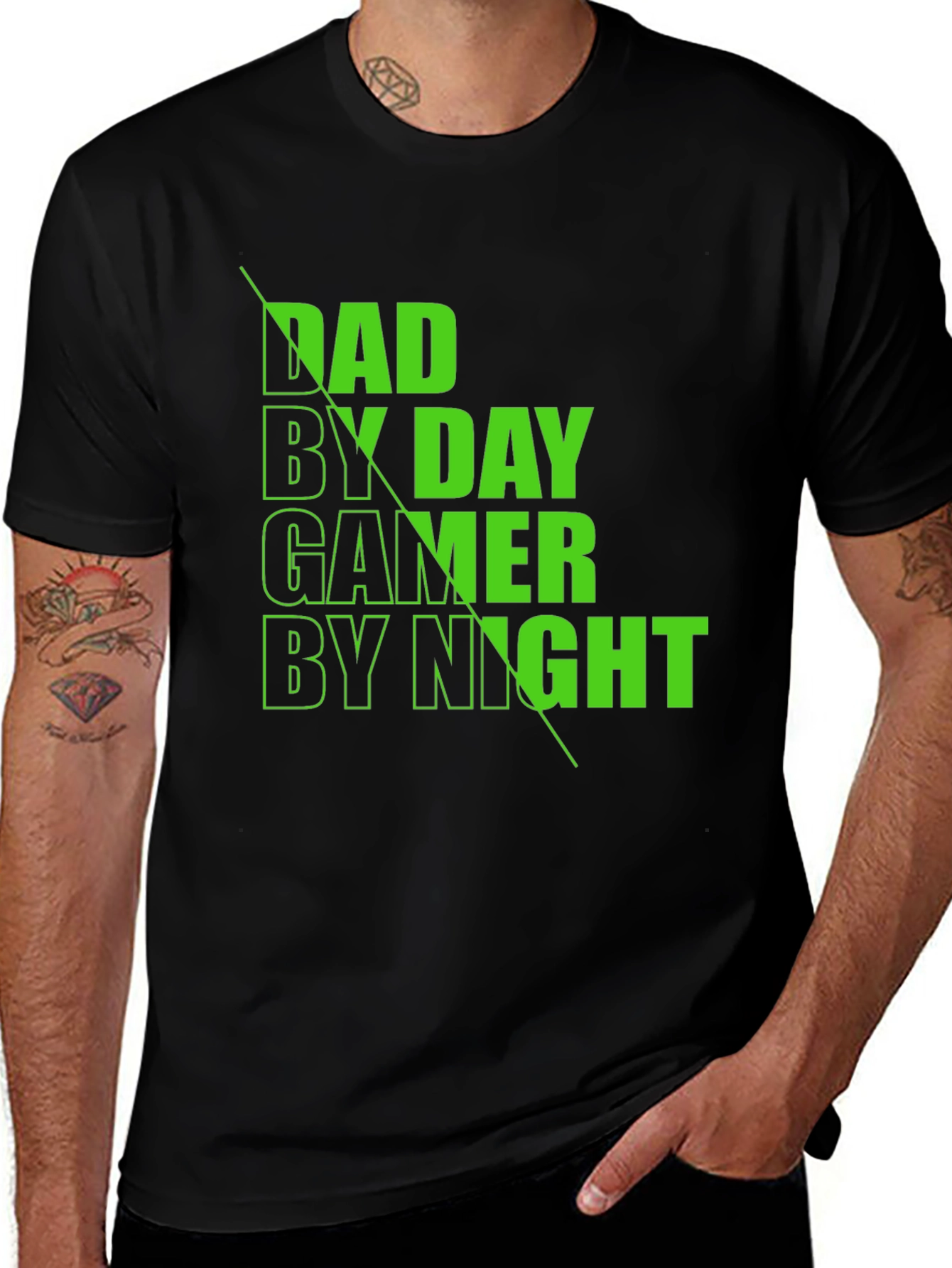 Dad By Day Gamer By Night Black T-Shirt
