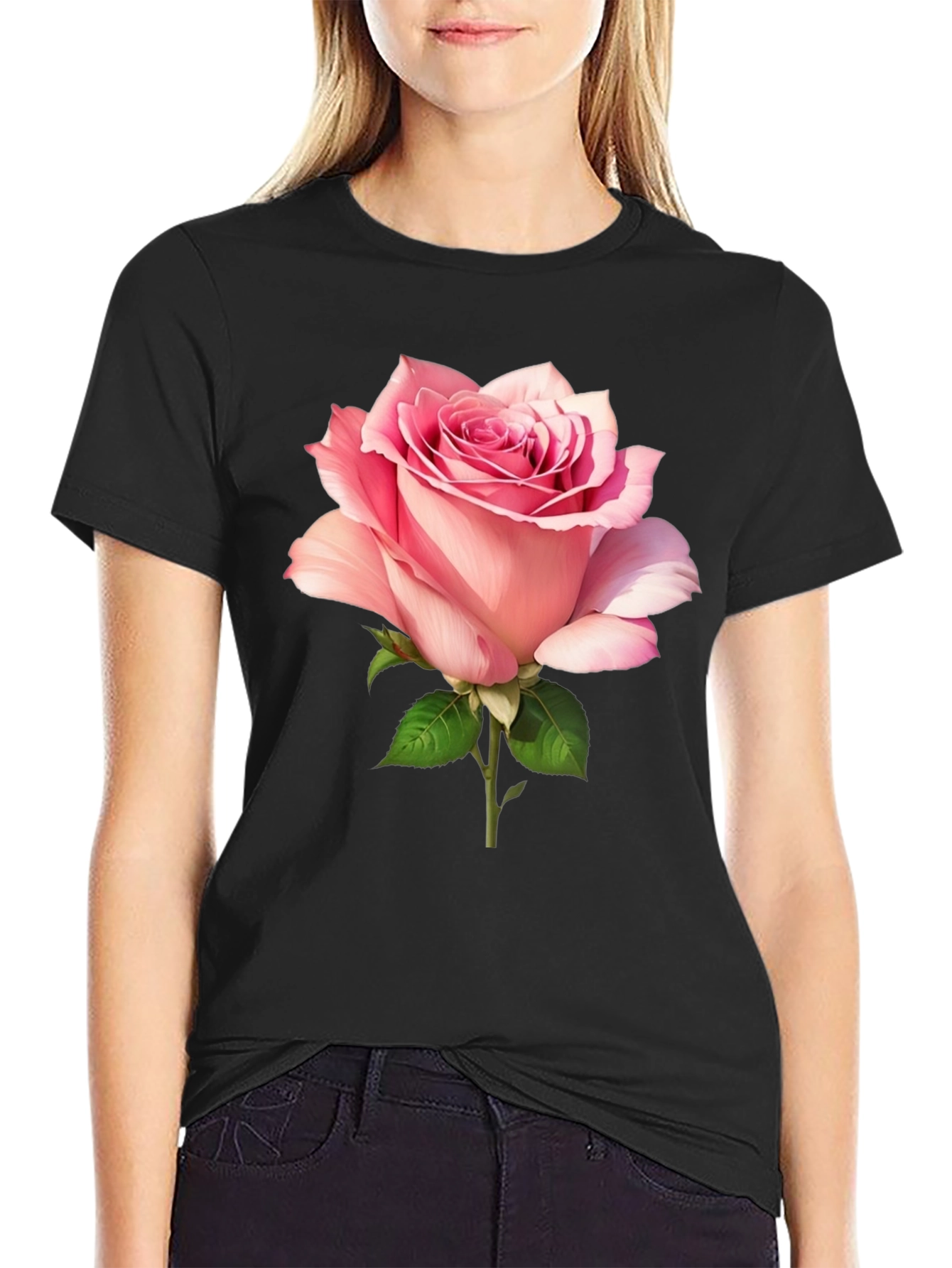 Rose Graphic Black Tee