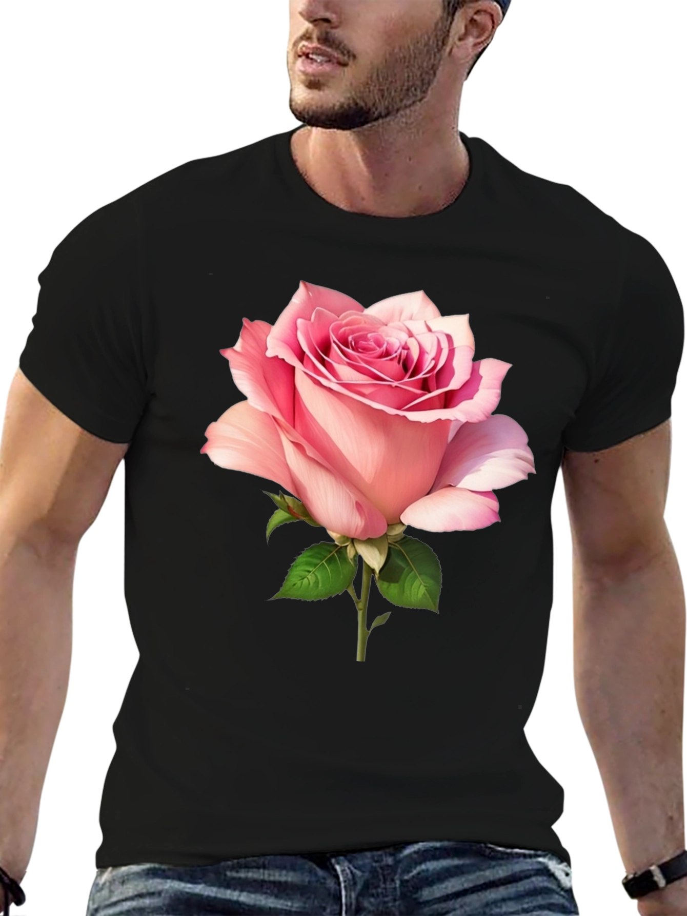Rose Graphic Black Tee