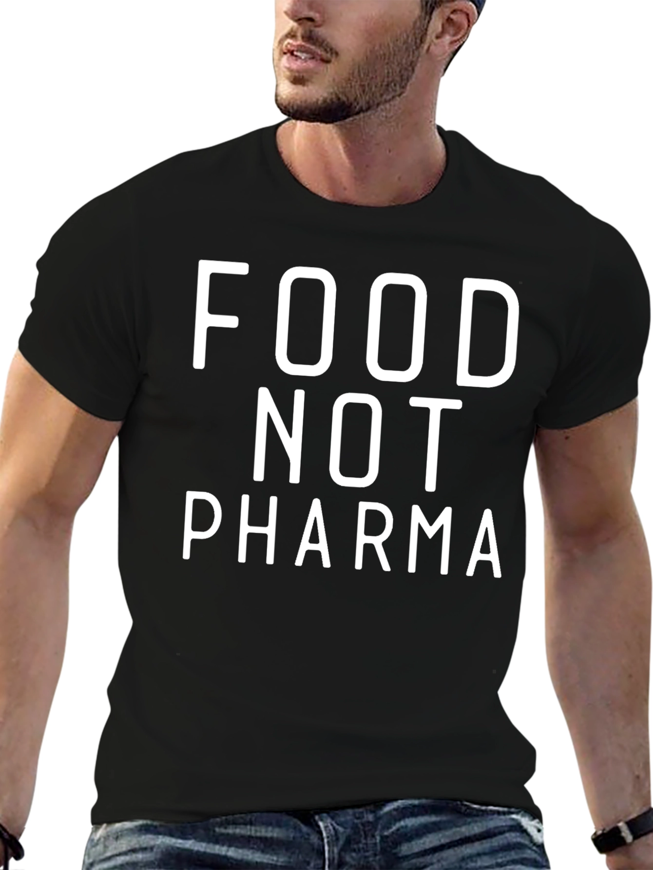 Food Not Pharma Black Graphic Tee