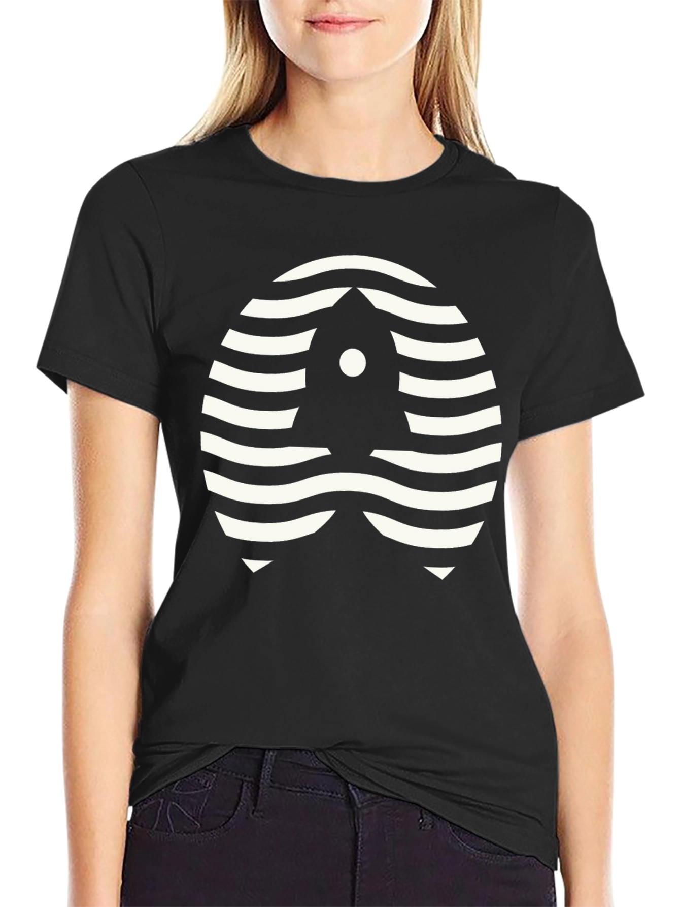 Retro Rocket Waves Graphic Tee - Black