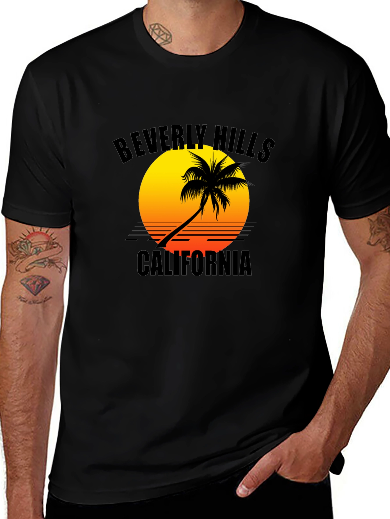 Beverly Hills California Palm Tree Graphic T-Shirt