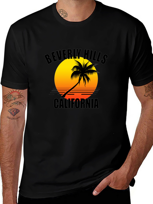 Beverly Hills California Palm Tree Graphic T-Shirt