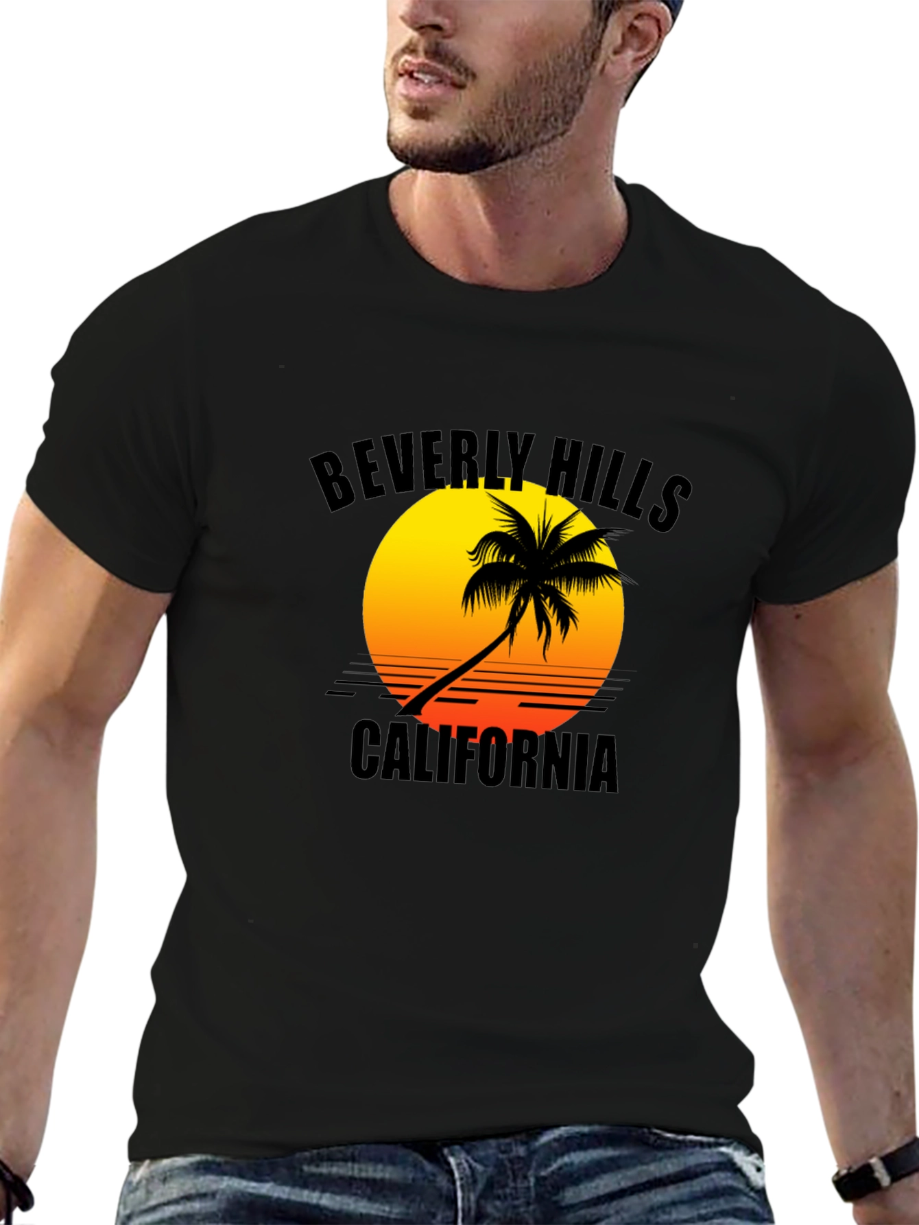 Beverly Hills California Palm Tree Graphic T-Shirt