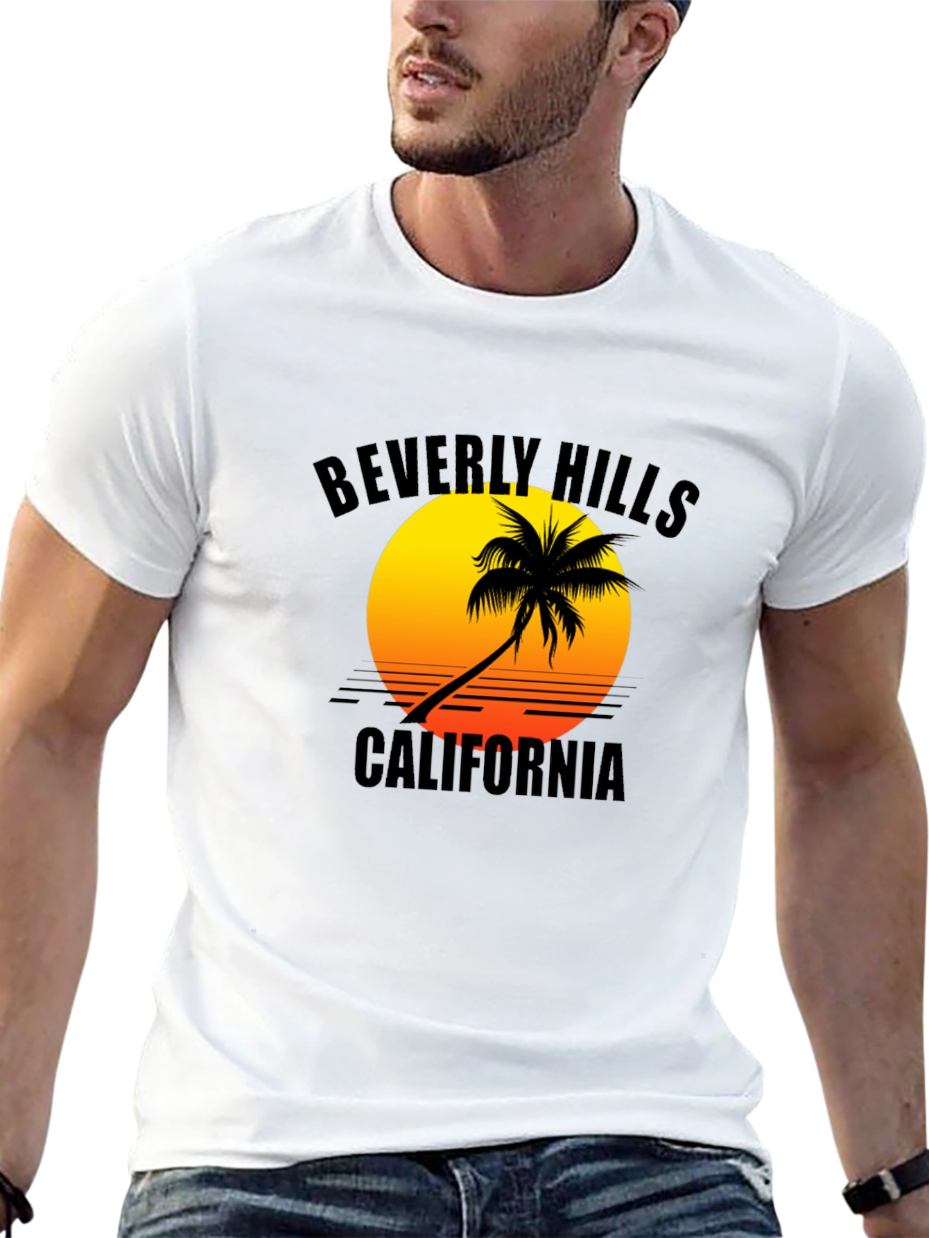 Beverly Hills California Palm Tree Graphic T-Shirt