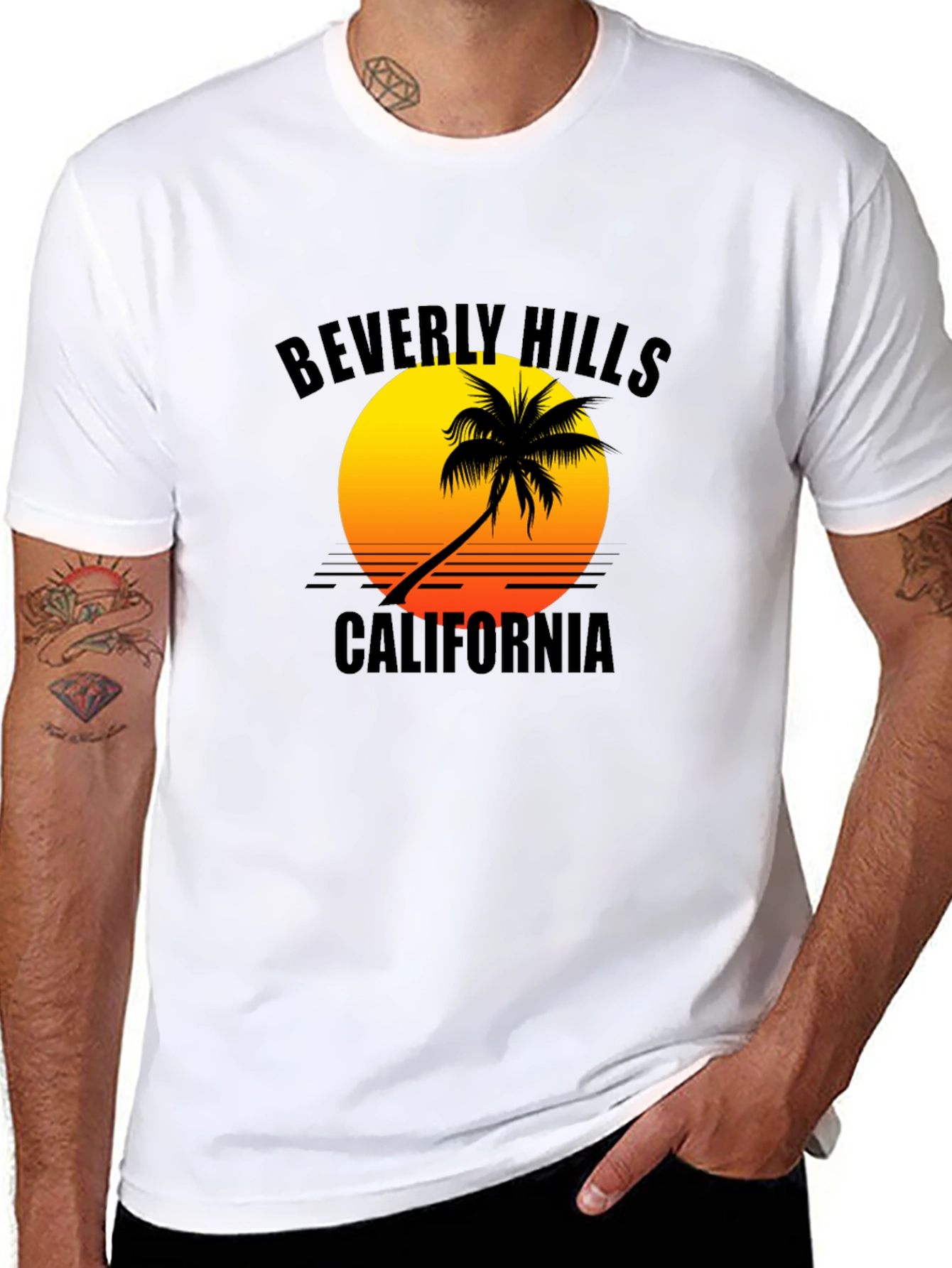 Beverly Hills California Palm Tree Graphic T-Shirt
