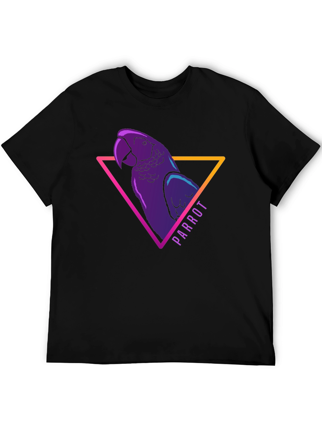 Neon Parrot Graphic Tee - Mens Black T-Shirt