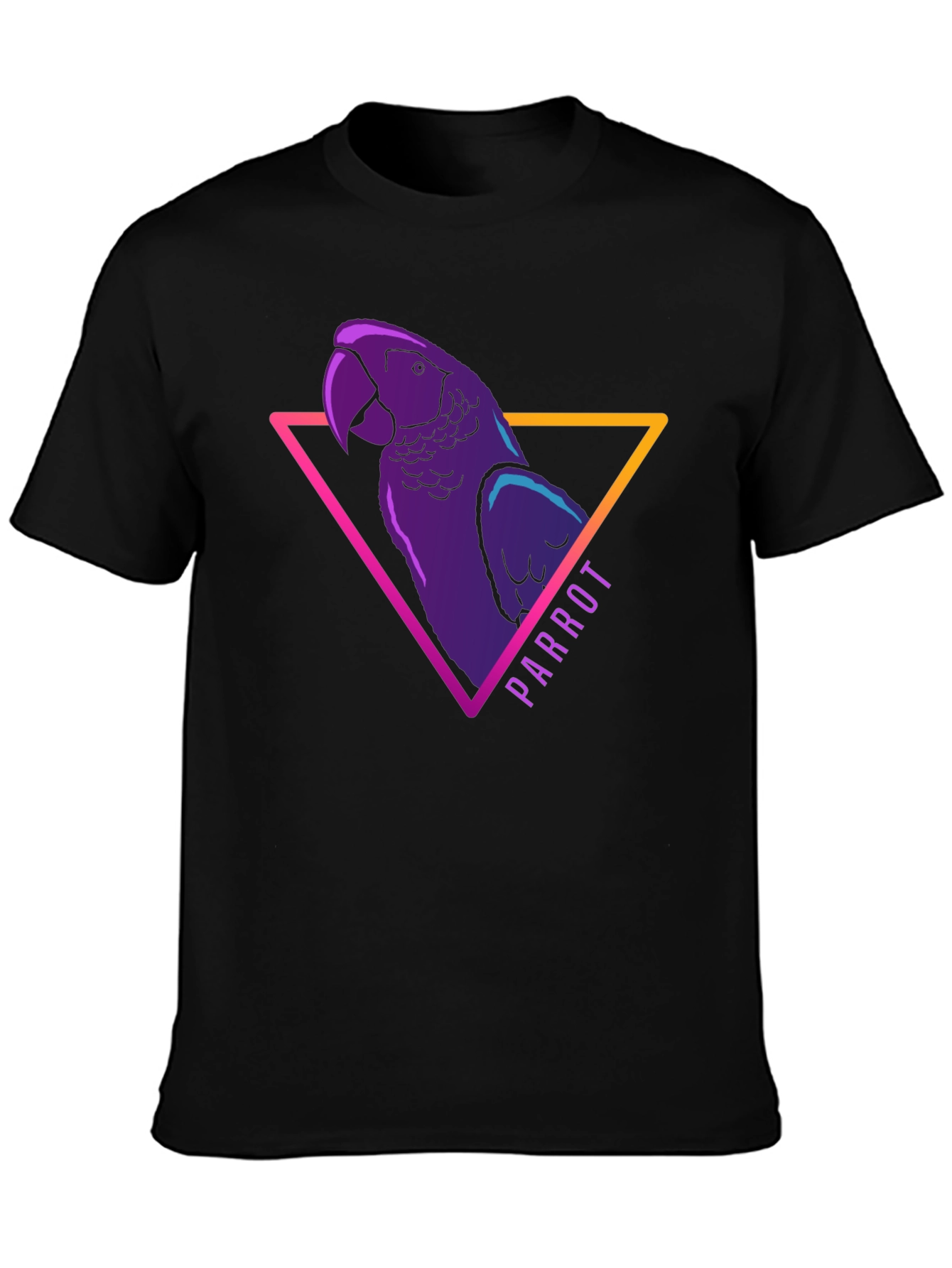 Neon Parrot Graphic Tee - Mens Black T-Shirt
