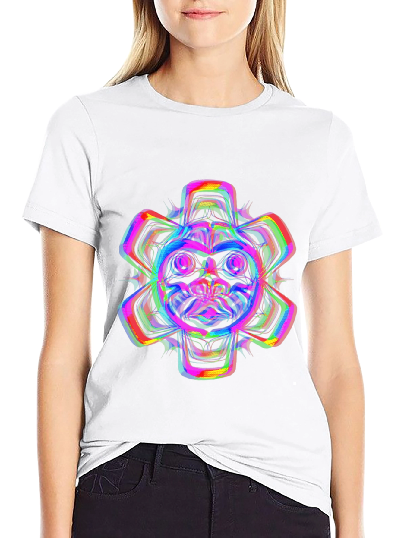 Vibrant Psychedelic Bear Graphic T-Shirt