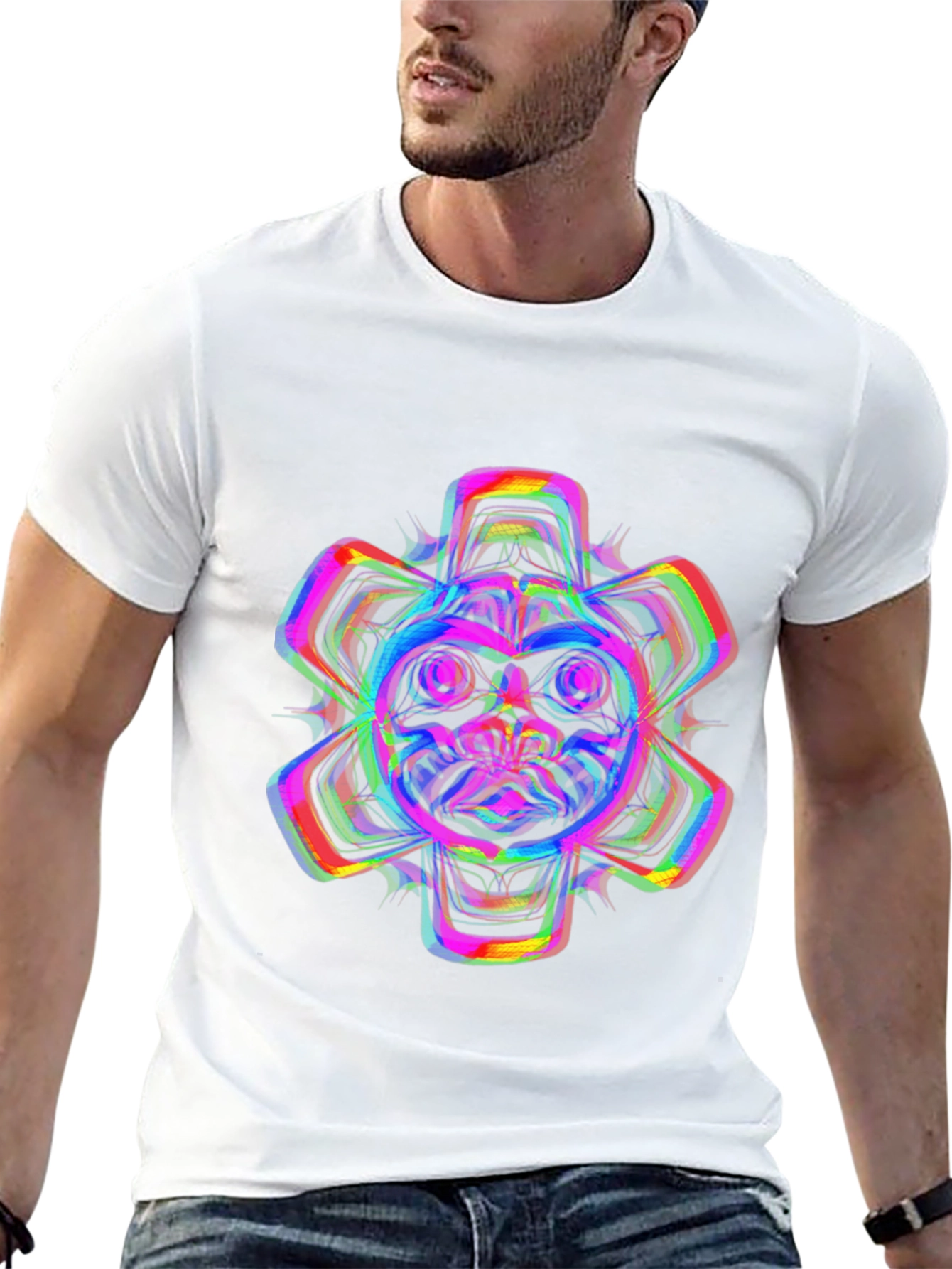 Vibrant Psychedelic Bear Graphic T-Shirt
