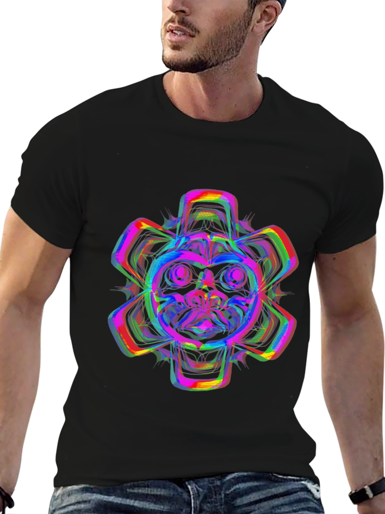 Vibrant Psychedelic Bear Graphic T-Shirt
