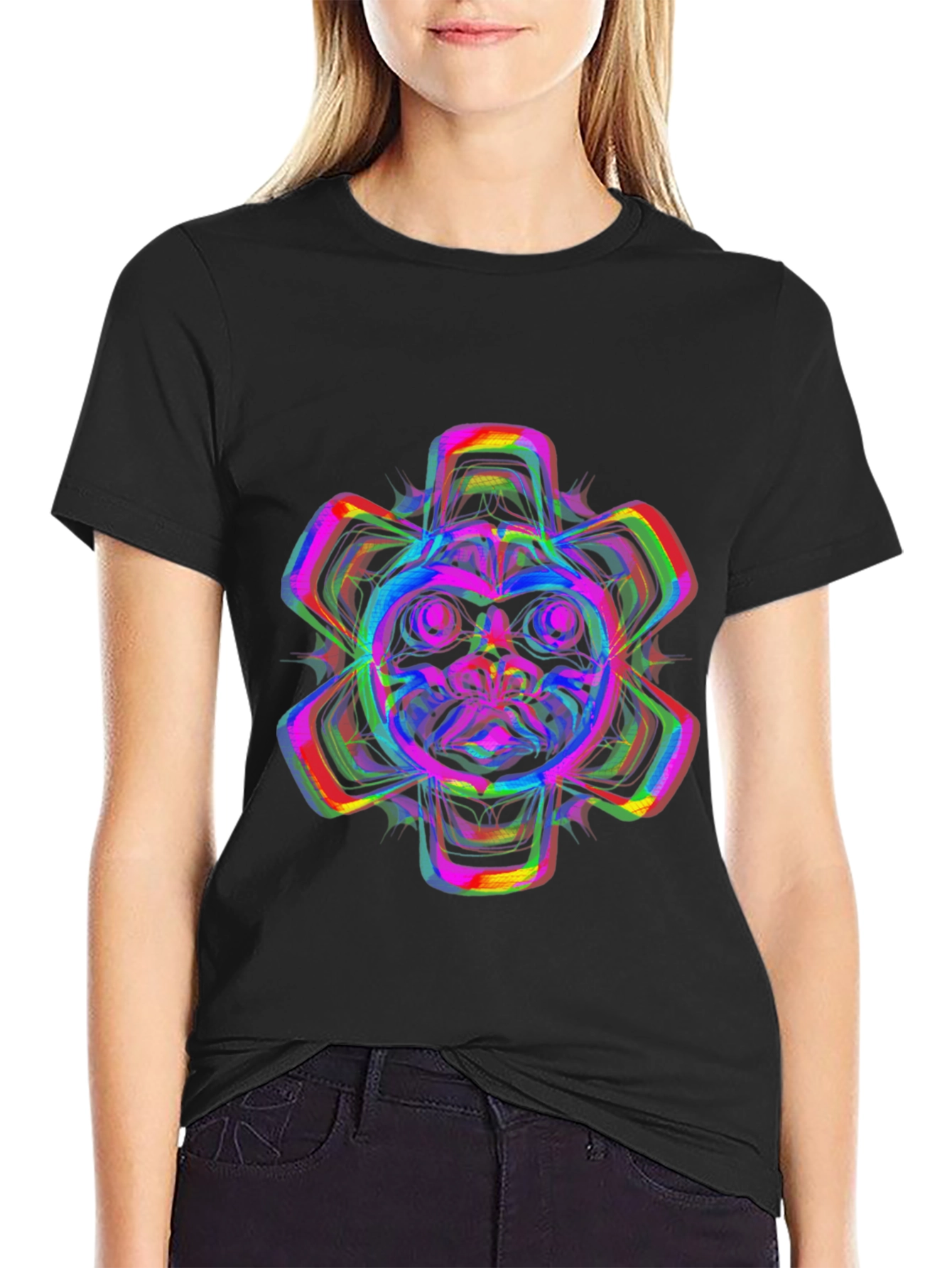 Vibrant Psychedelic Bear Graphic T-Shirt