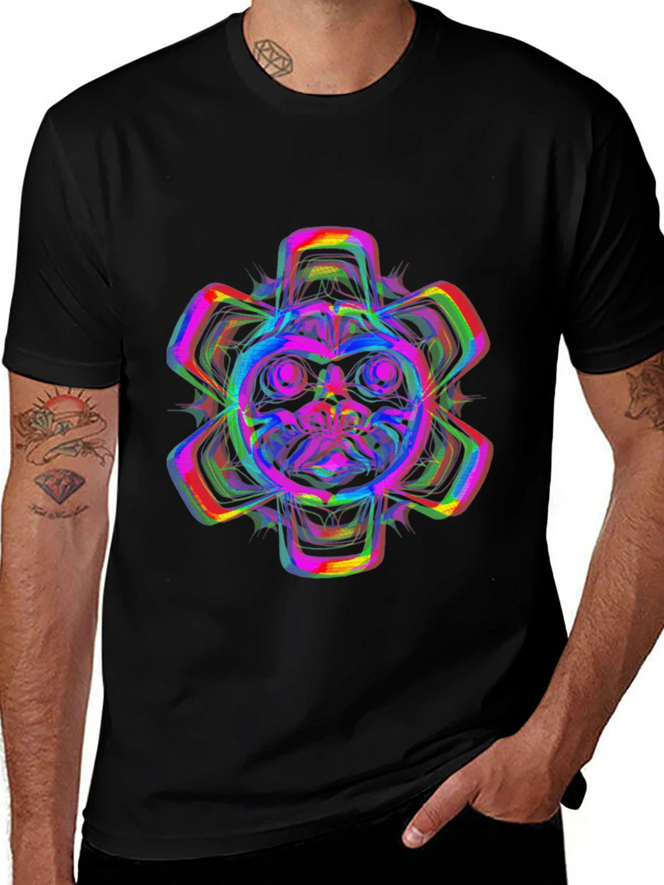 Vibrant Psychedelic Bear Graphic T-Shirt