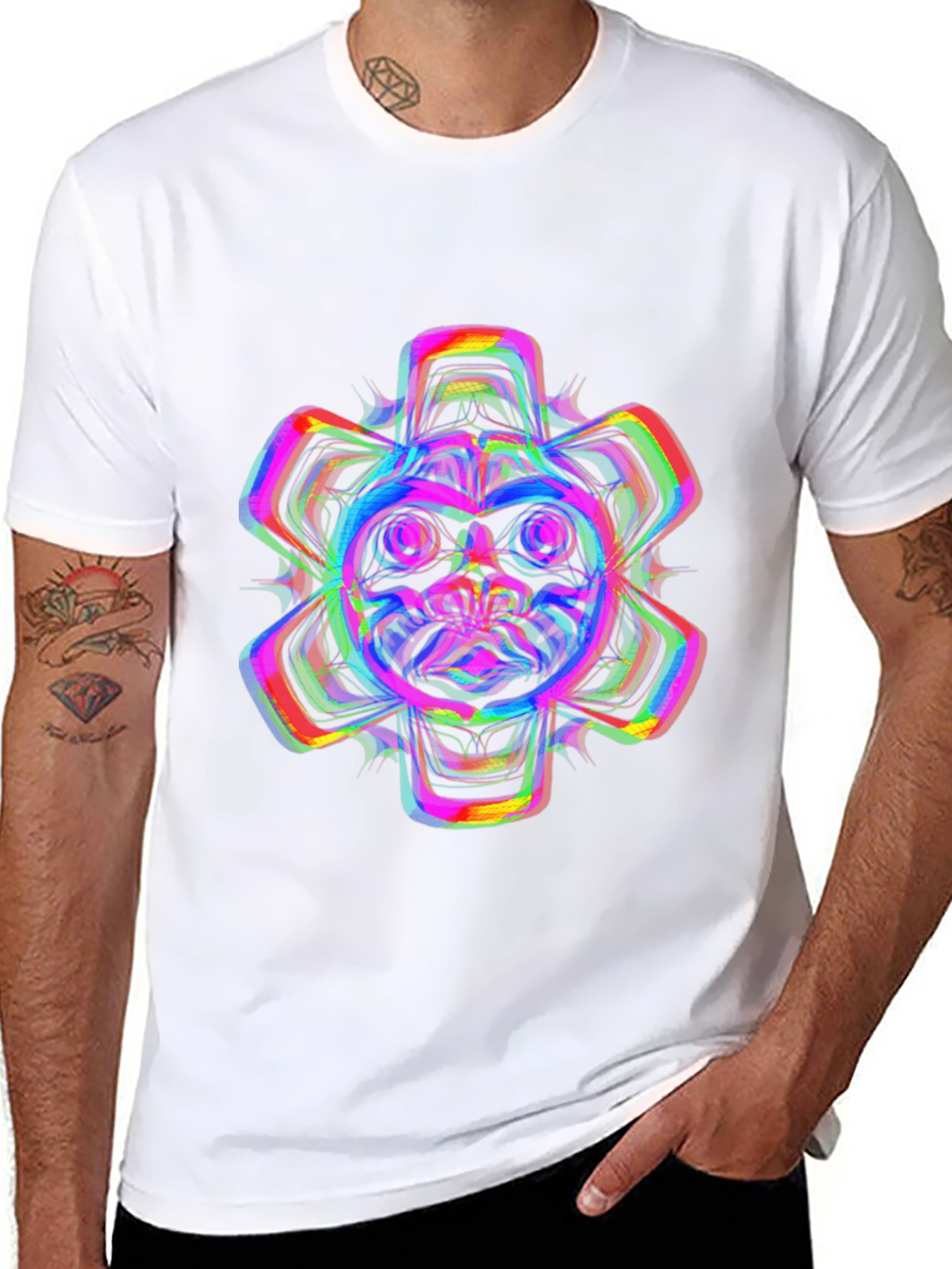 Vibrant Psychedelic Bear Graphic T-Shirt