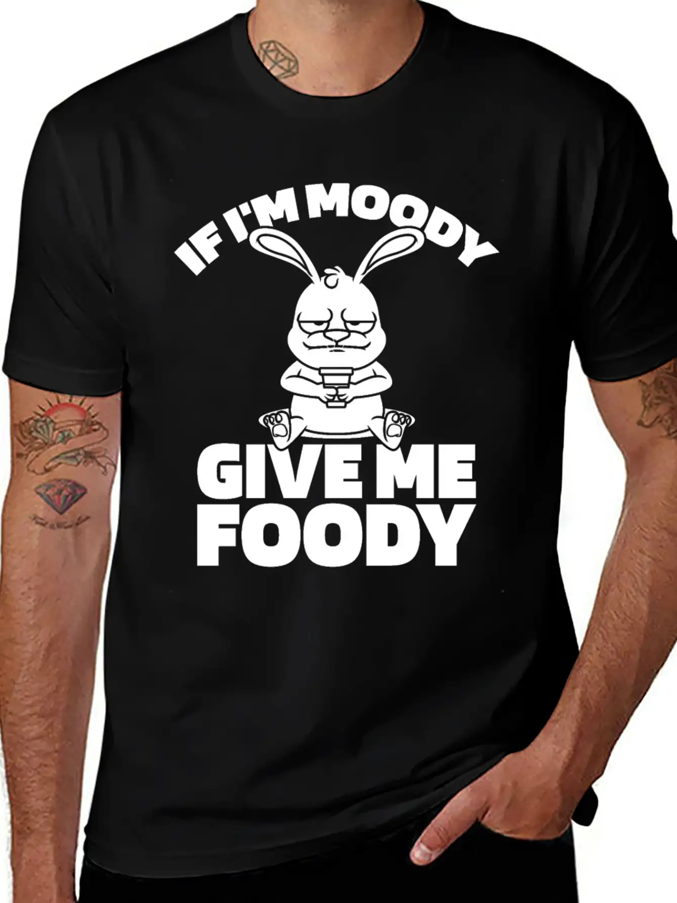 Rabbit Funny If Im Moody Give Me Foody Timeless Short Sleeve Tee – Comfy And Minimalist Design