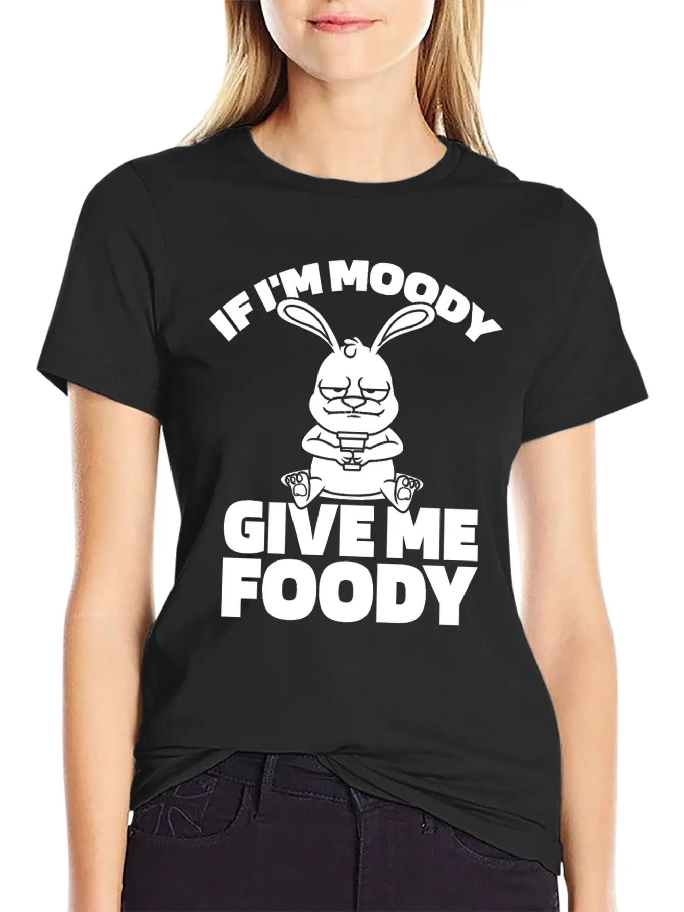 Rabbit Funny If Im Moody Give Me Foody Timeless Short Sleeve Tee – Comfy And Minimalist Design