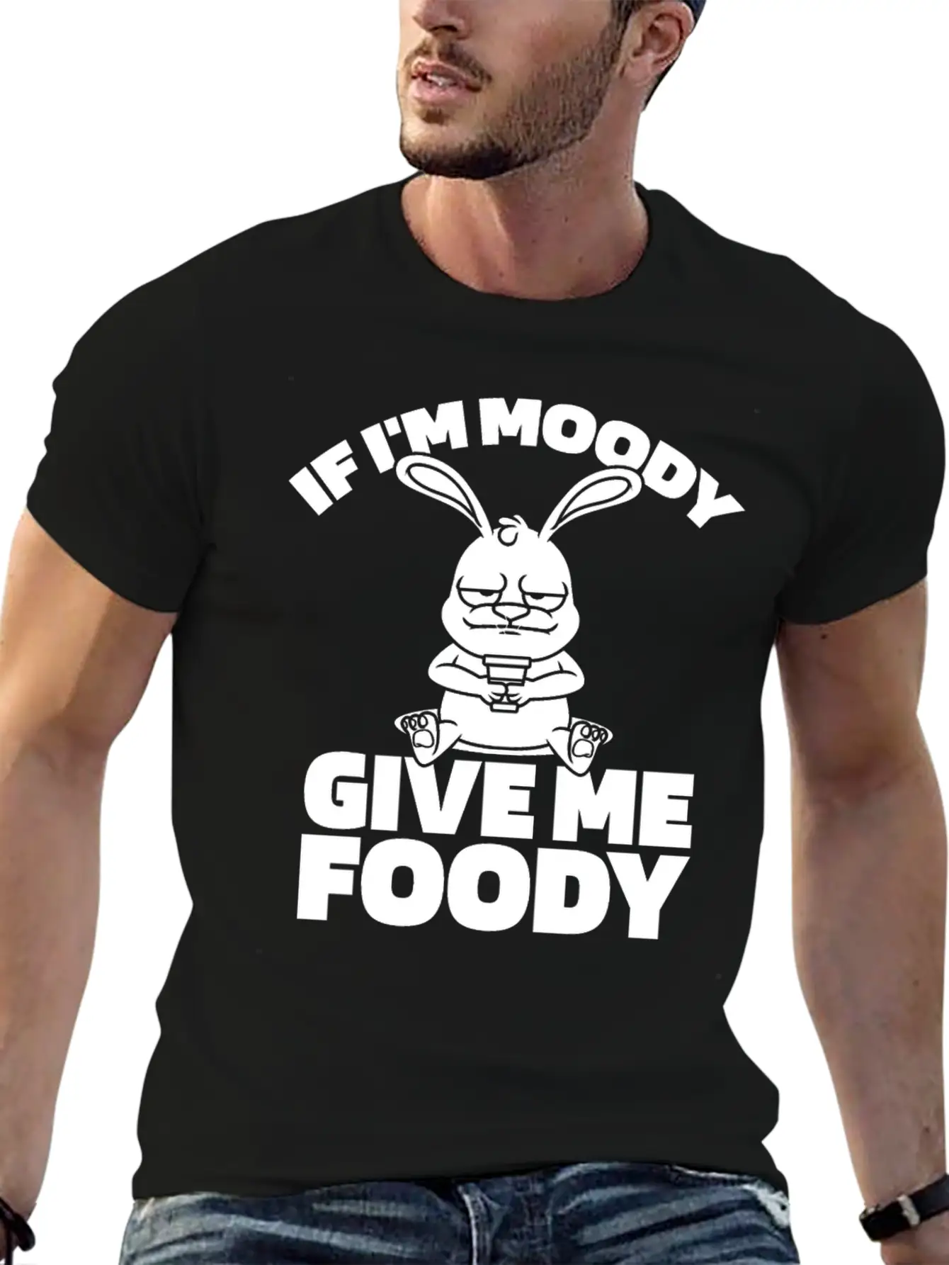 Rabbit Funny If Im Moody Give Me Foody Timeless Short Sleeve Tee – Comfy And Minimalist Design