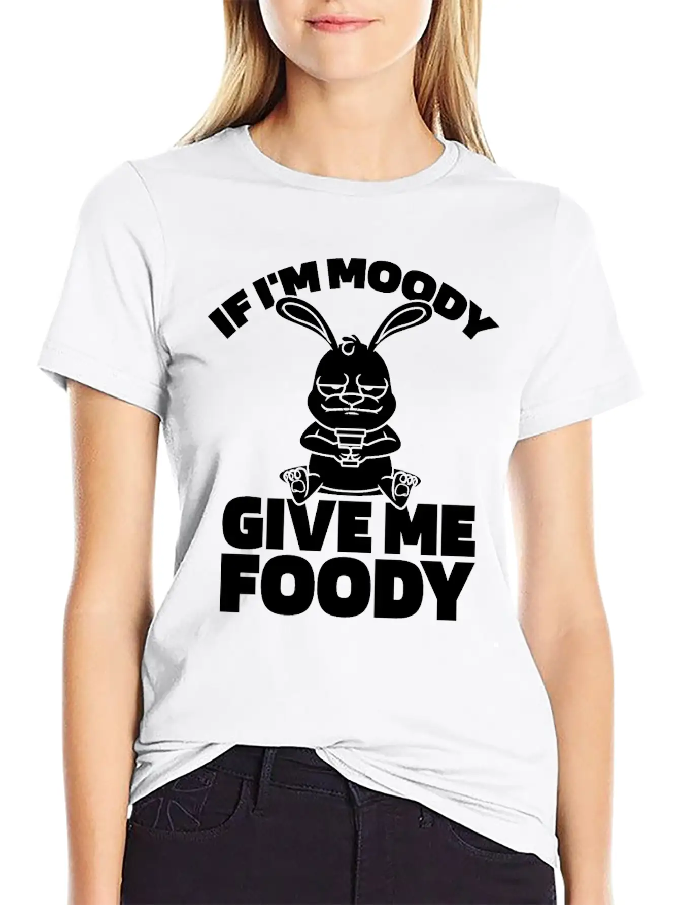 Rabbit Funny If Im Moody Give Me Foody Timeless Short Sleeve Tee – Comfy And Minimalist Design