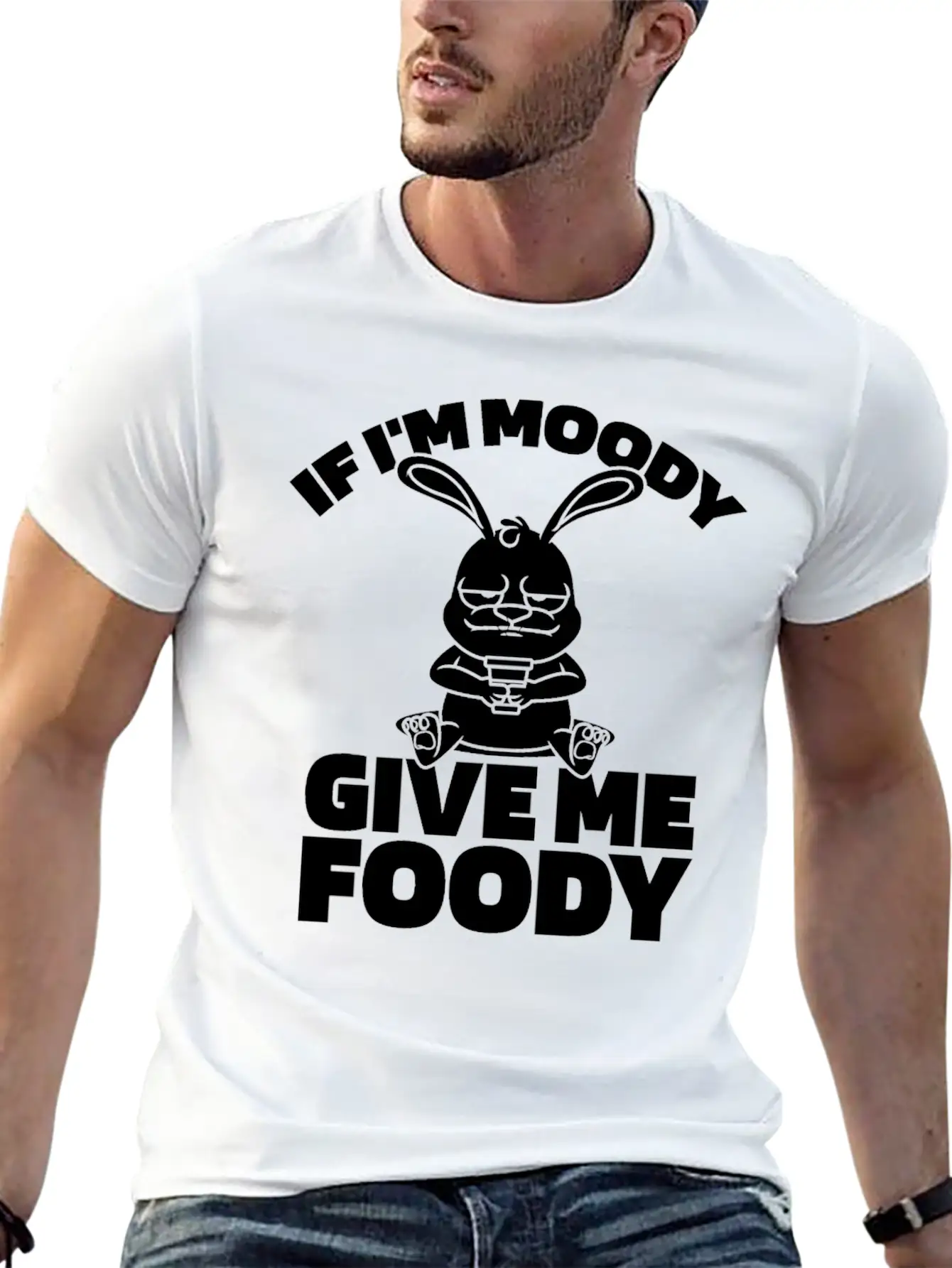 Rabbit Funny If Im Moody Give Me Foody Timeless Short Sleeve Tee – Comfy And Minimalist Design