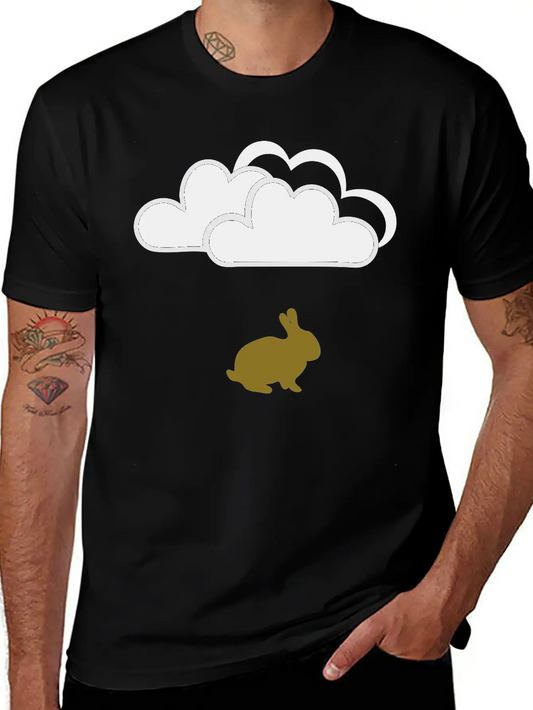 Rabbit Under Clouds Unisex Short Sleeve Soft Cotton T-Shirt – Casual Everyday Wear