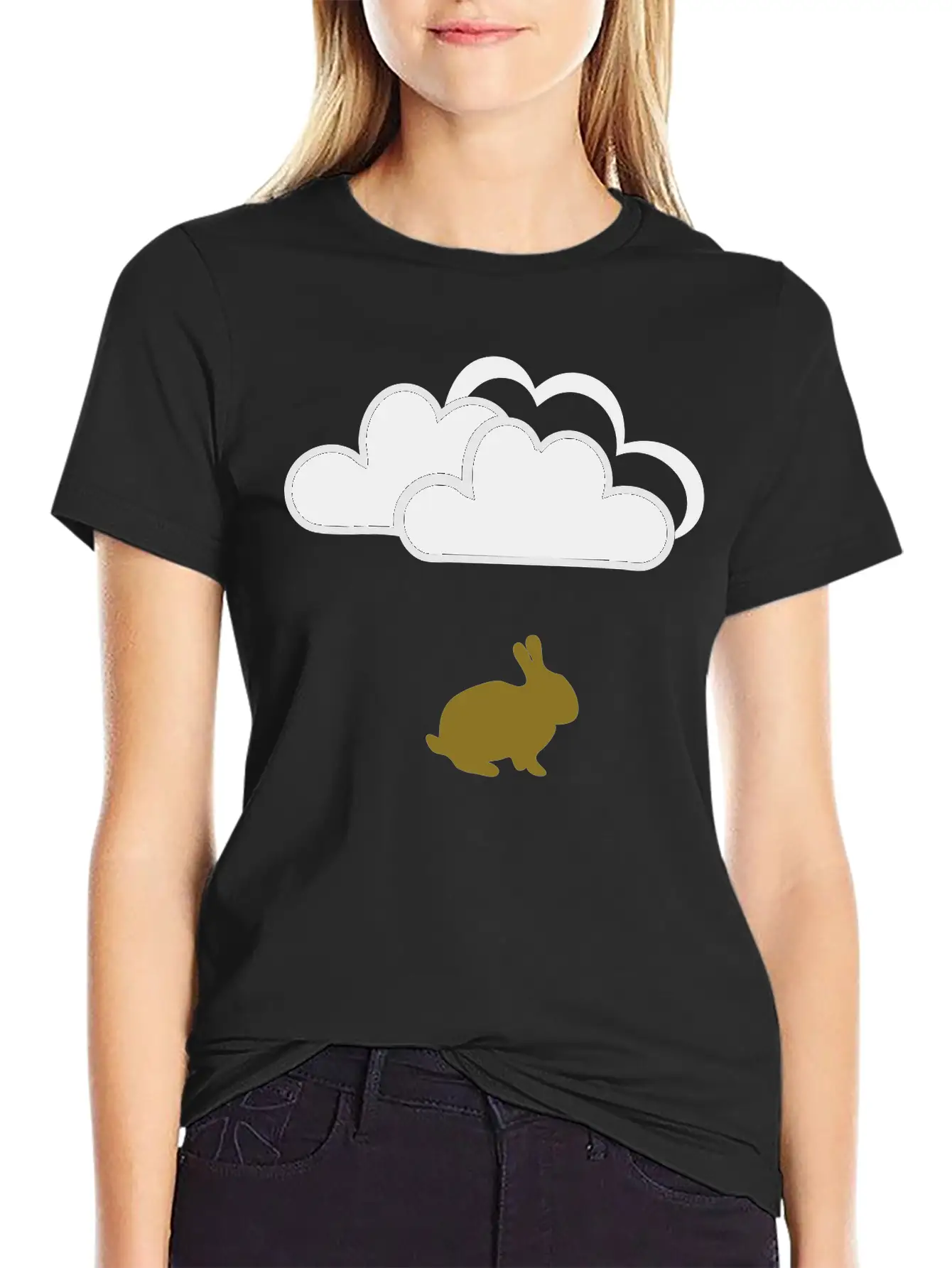 Rabbit Under Clouds Unisex Short Sleeve Soft Cotton T-Shirt – Casual Everyday Wear