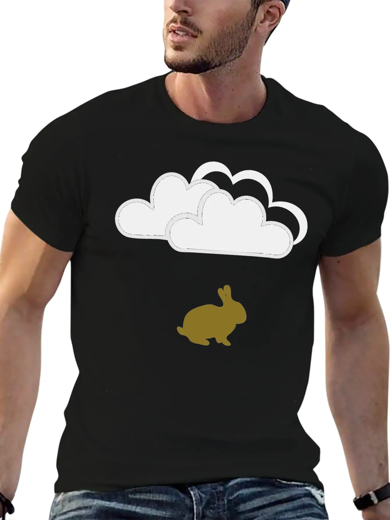 Rabbit Under Clouds Unisex Short Sleeve Soft Cotton T-Shirt – Casual Everyday Wear